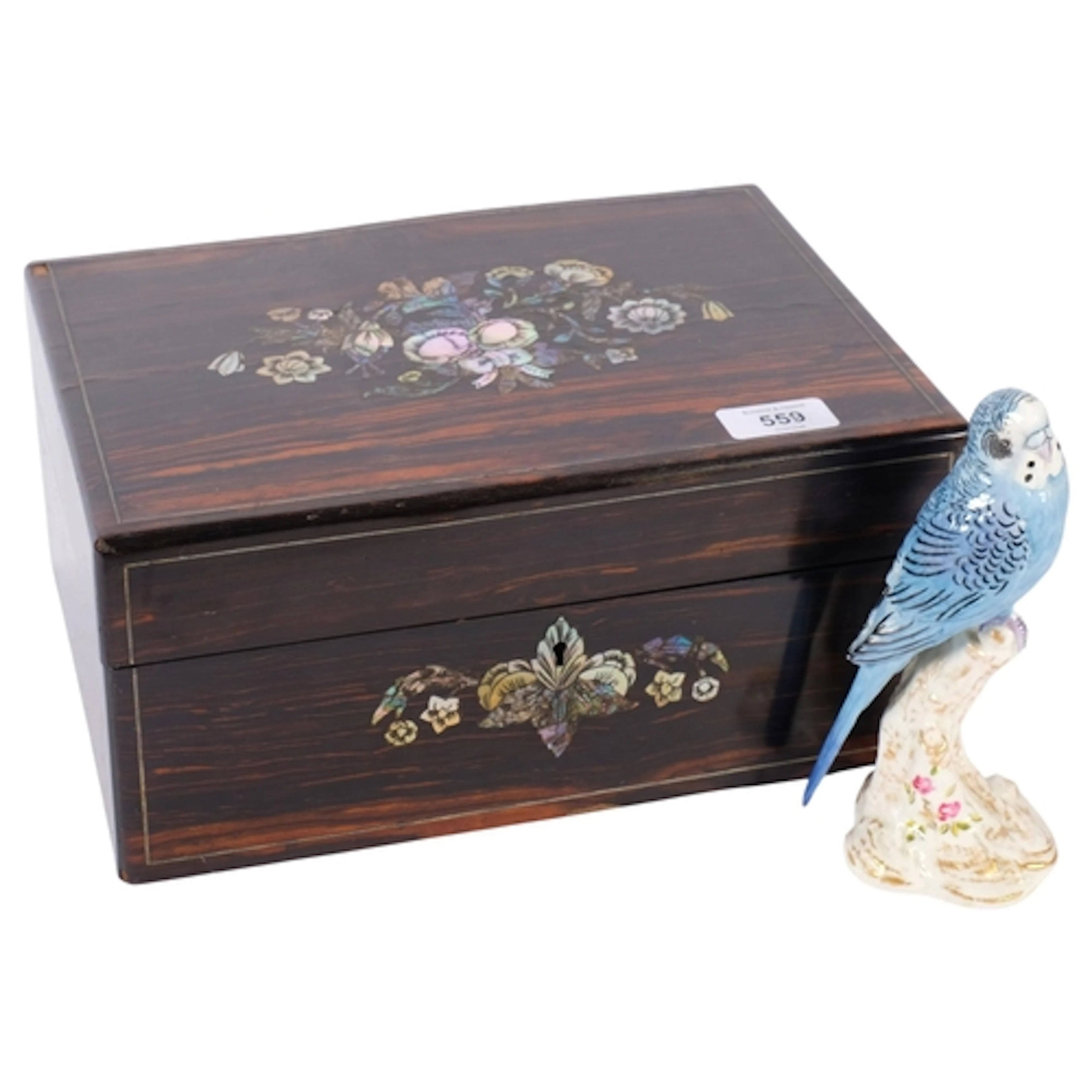 A Victorian rosewood sewing box, fitted interior lid and aba...