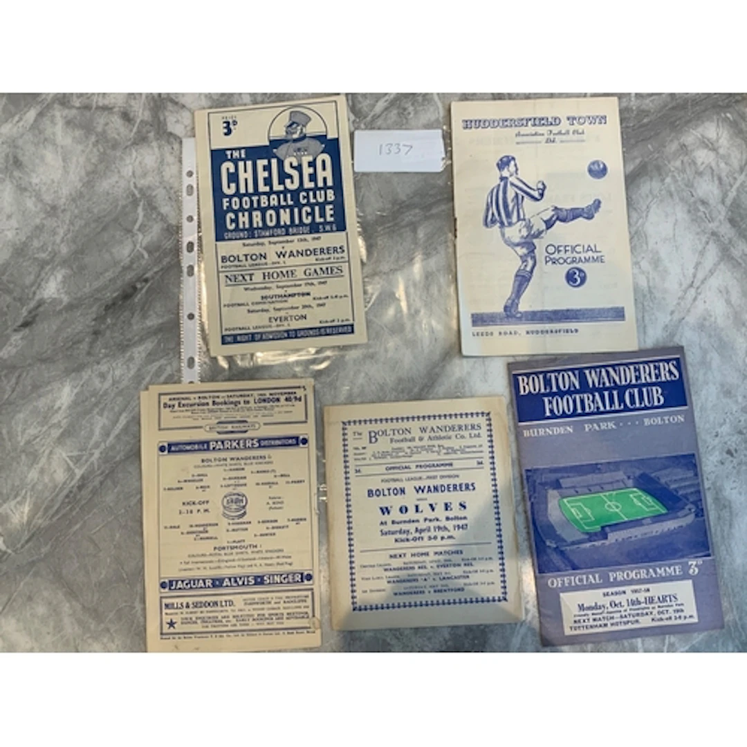 Bolton Football Programmes: Home 46/47 Wolves 53/54 Portsmou...