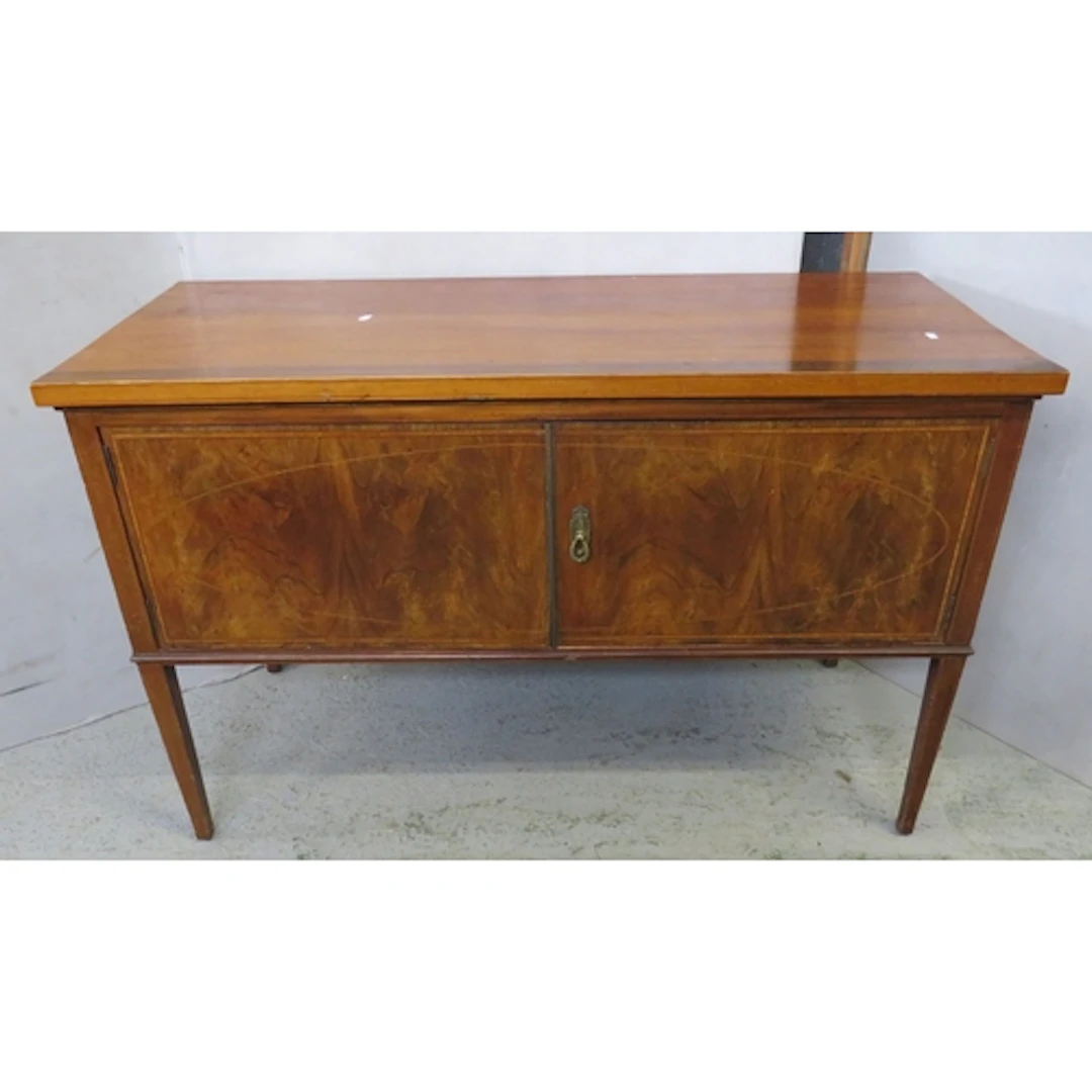 Vintage Side Cabinet, Burr Walnut Veneer Door Panels, slende...