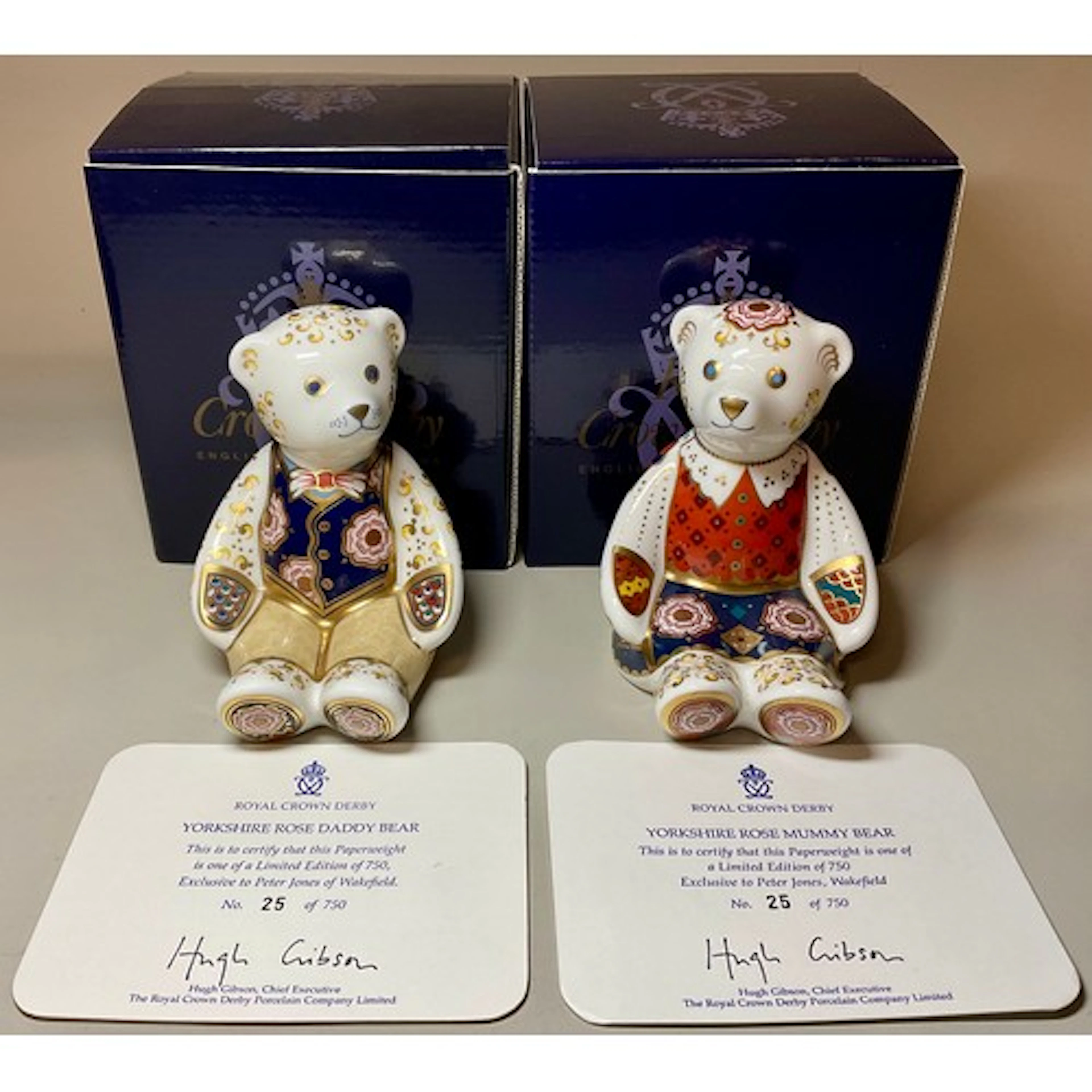 A Royal Crown Derby Teddy Bear paperweight, A Pair - Yorkshi...