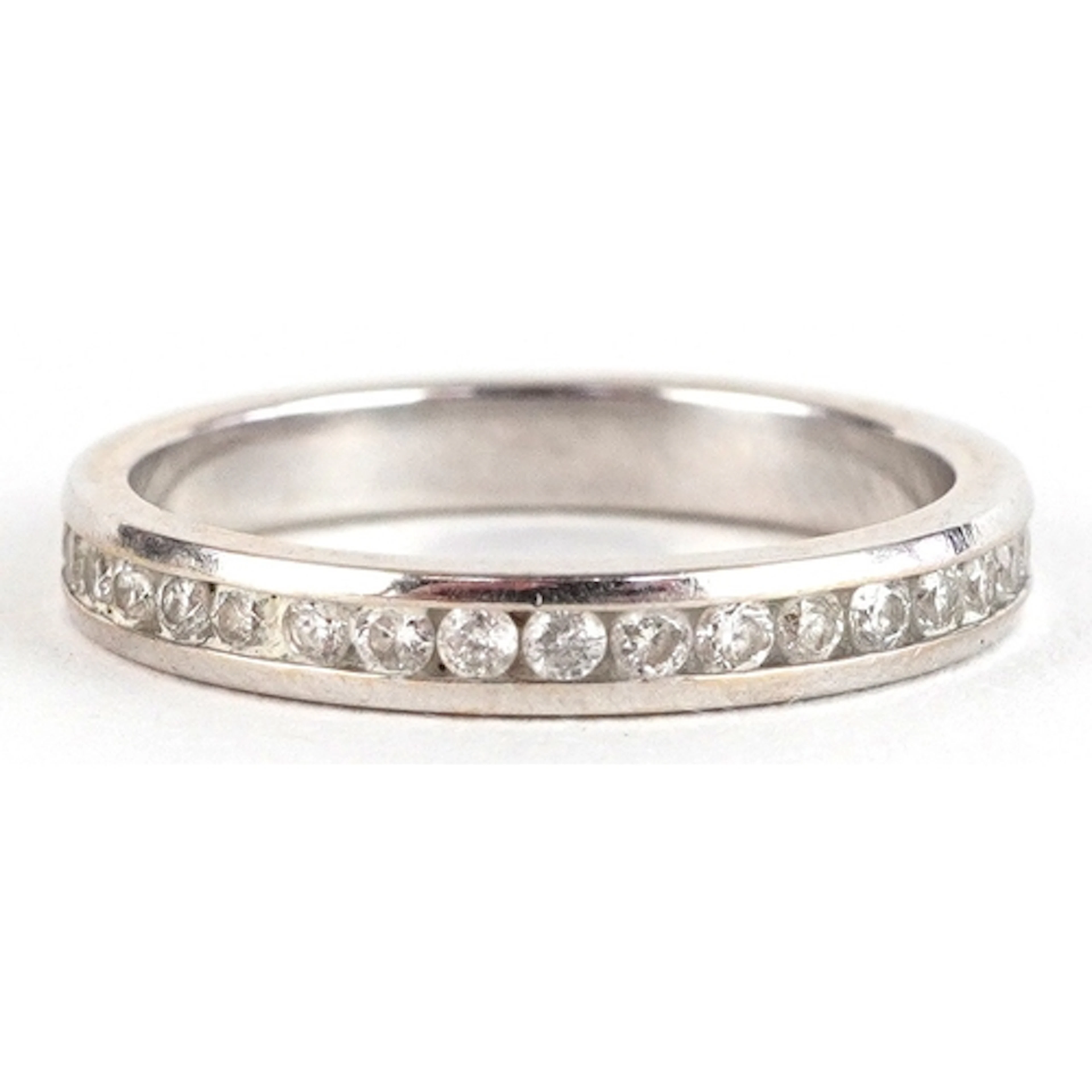 18ct white gold pavé set diamond eternity ring, size I/J, 2....