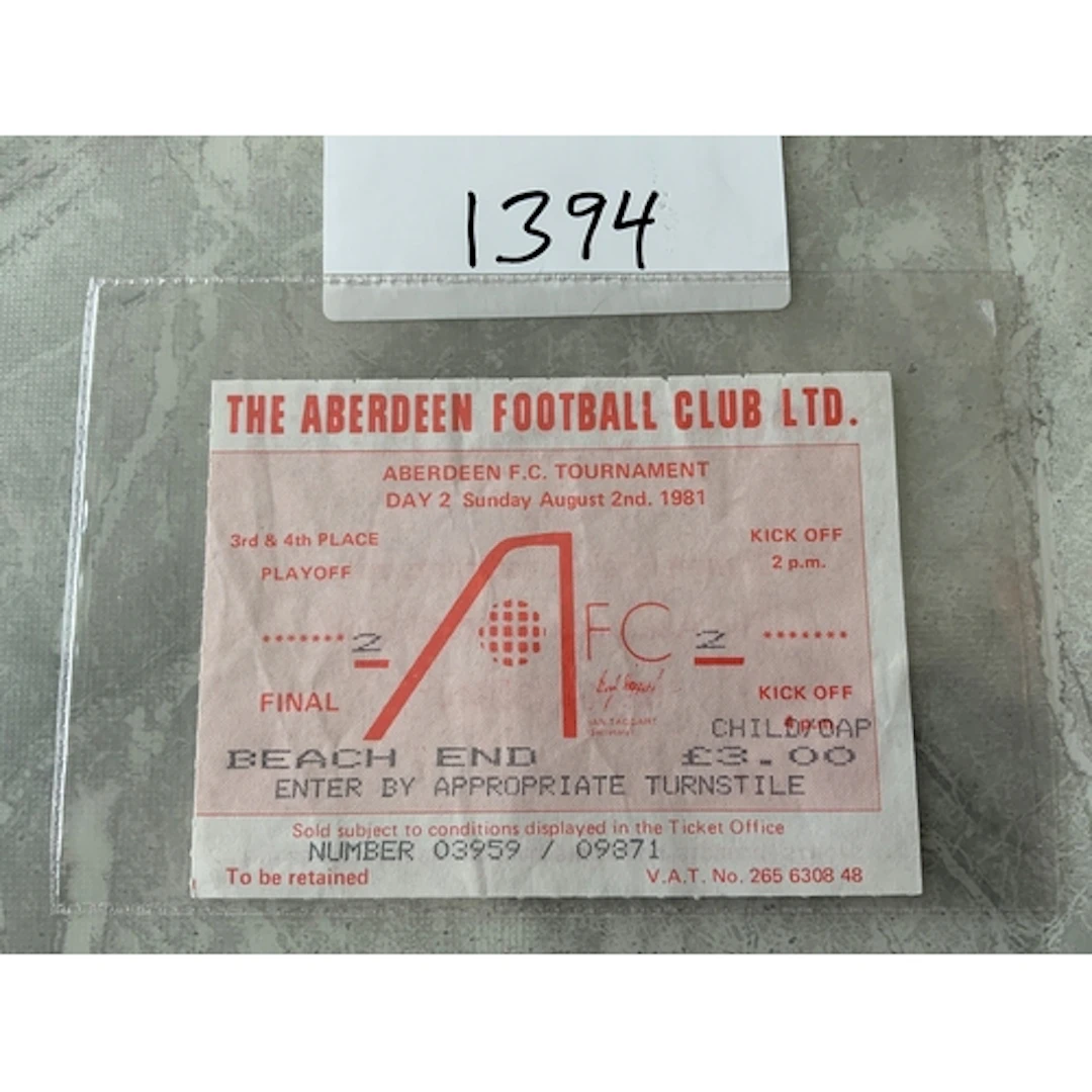 1981 West Ham v Manchester United Football Ticket At Aberdee...
