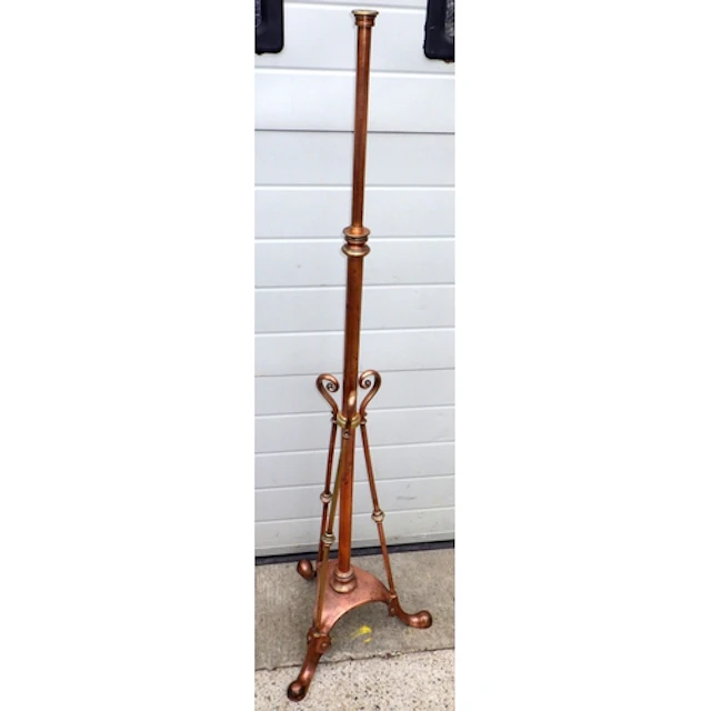 A Victorian copper lamp standard