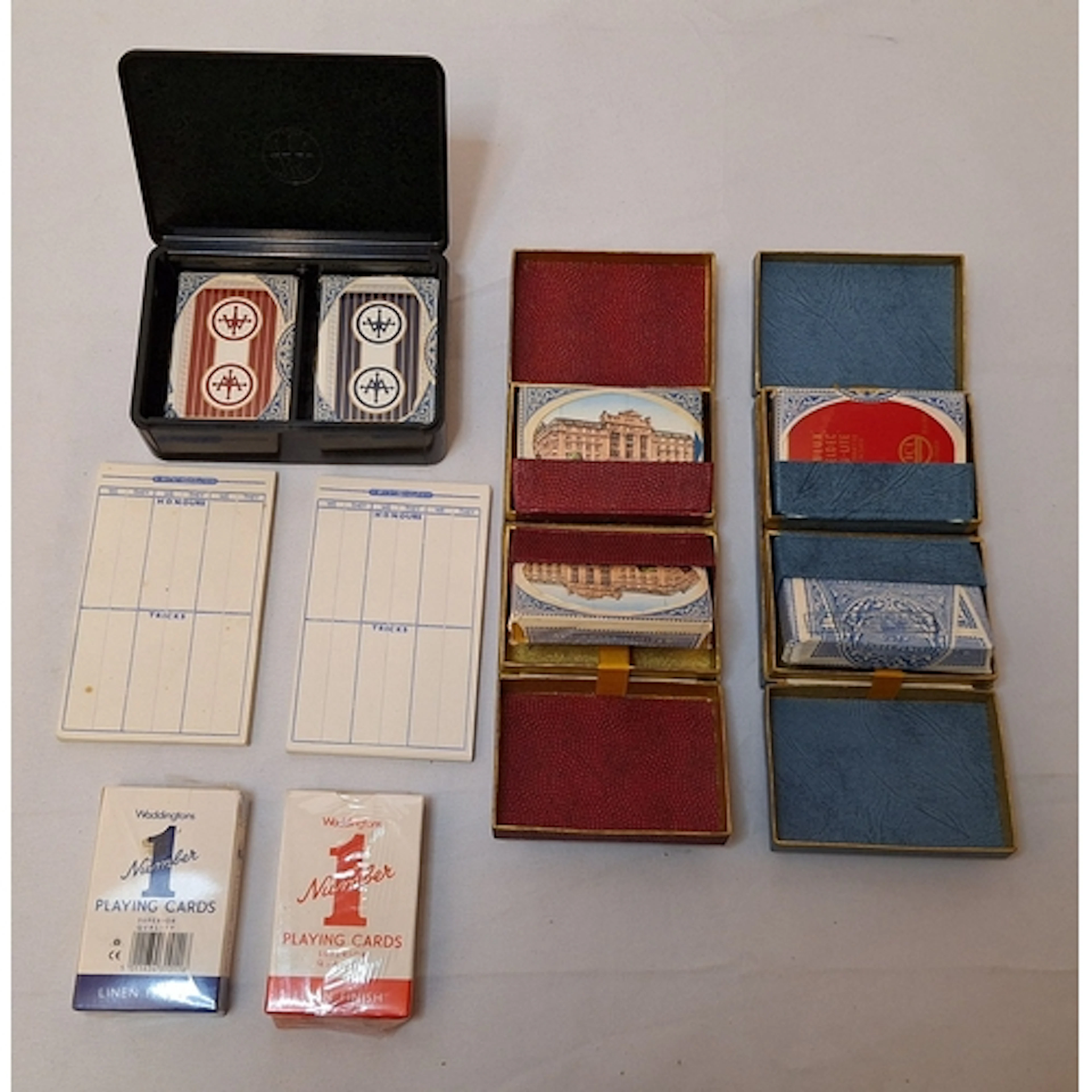 8 Packets Sealed Playing Cards, 2 Waddingtons in black bakel...