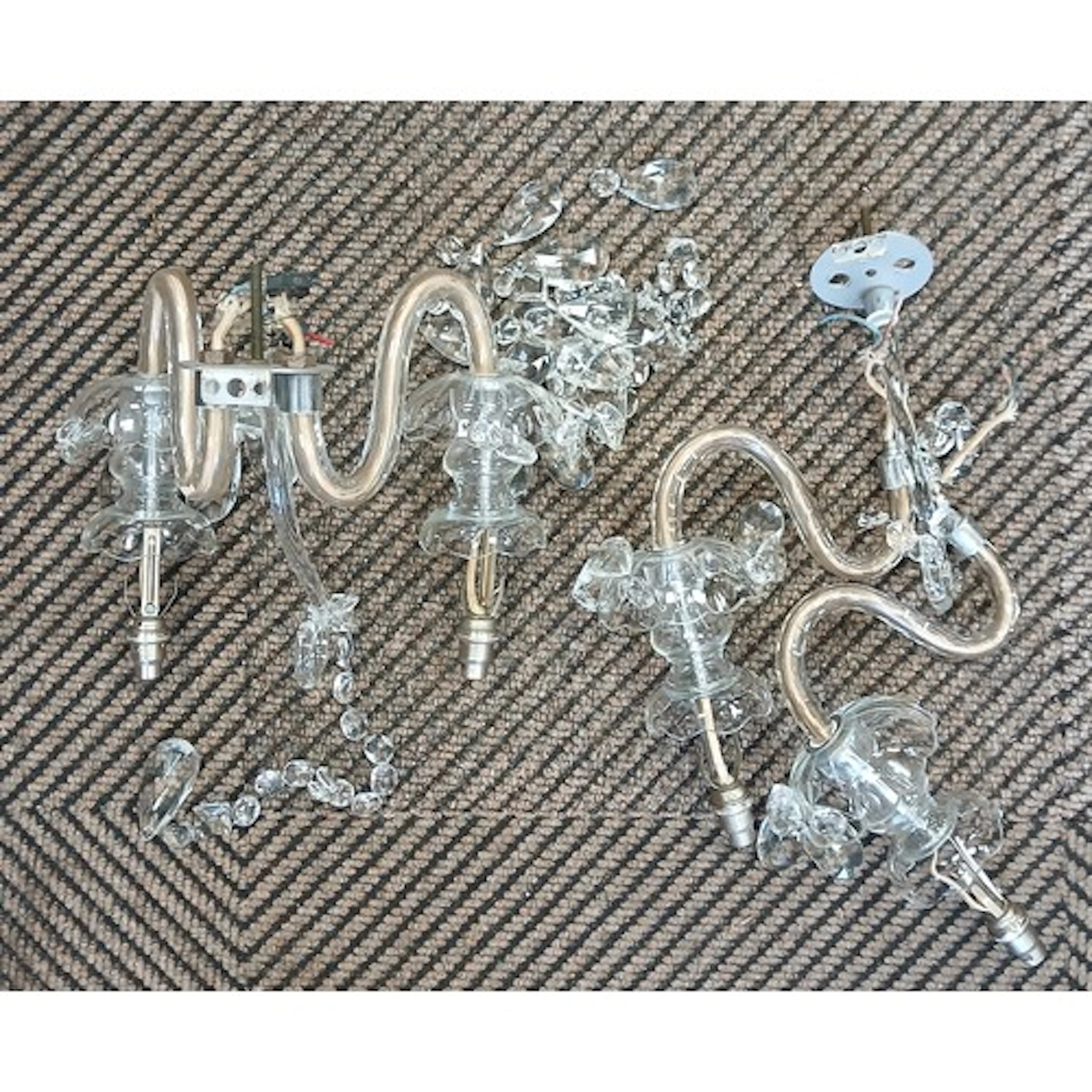 Five glass wall sconces