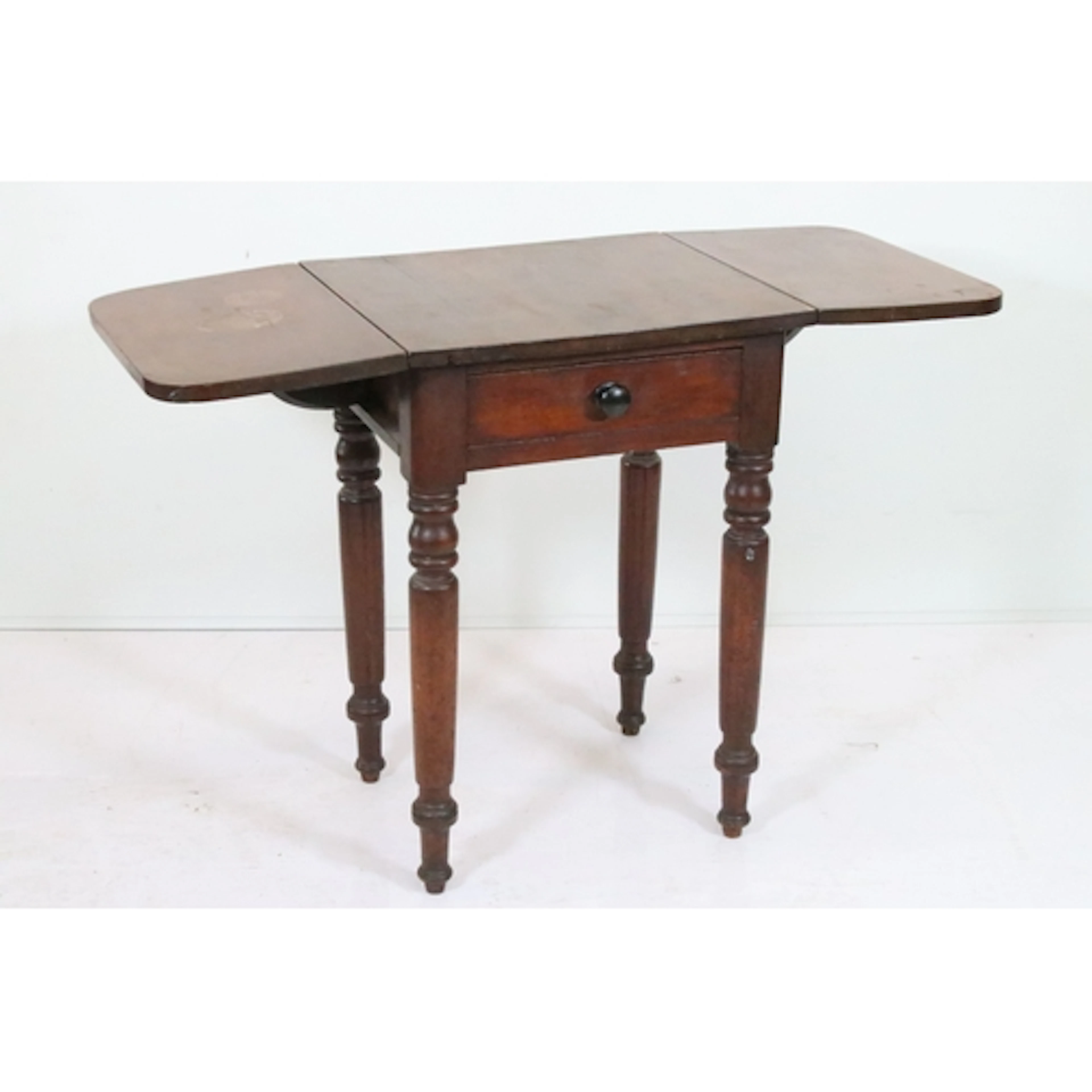 19th century mahogany drop flap side table, having central f...