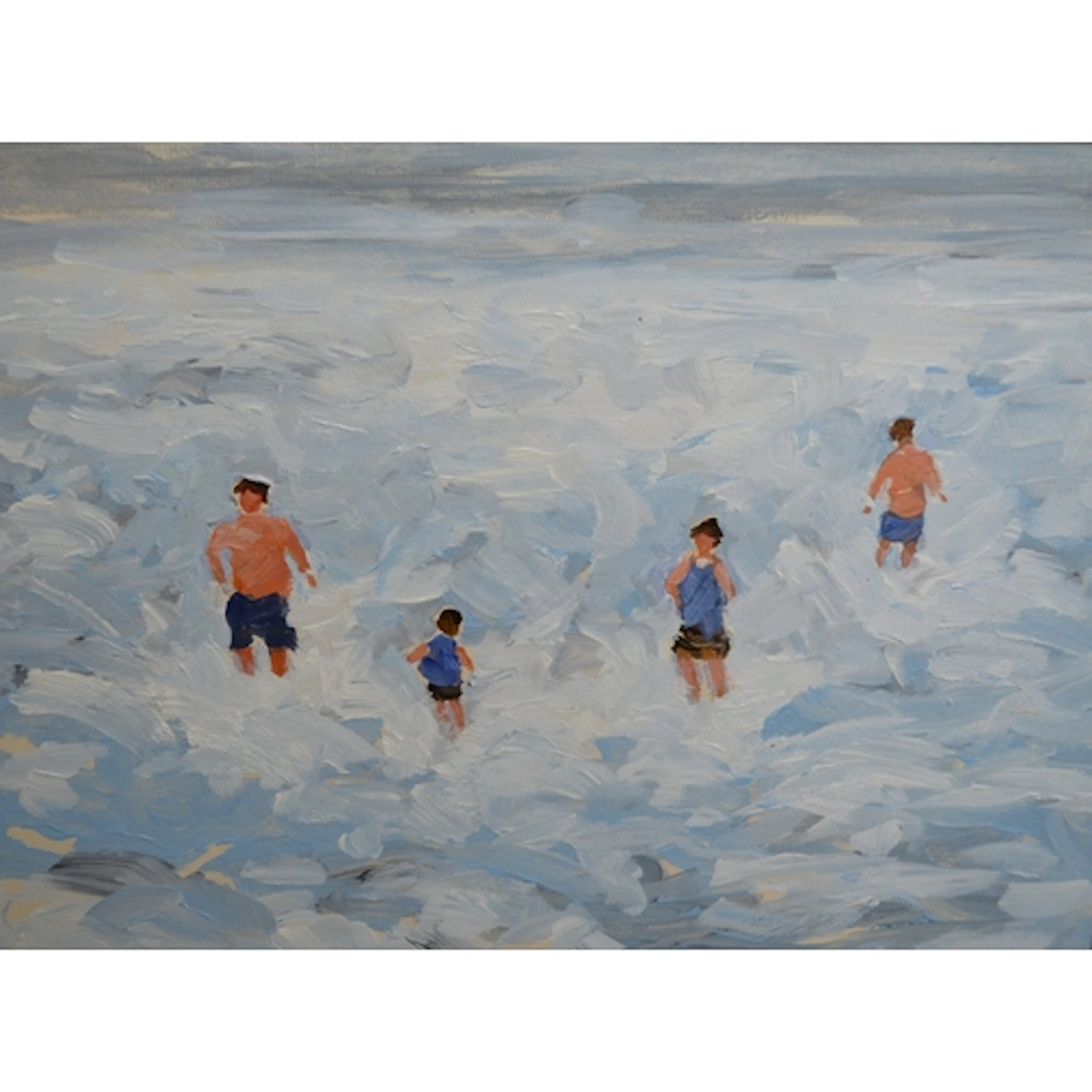 Modern British School, oil on canvas board, bathers in the s...