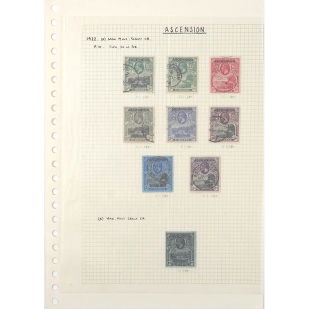 George V St. Helena stamps overprinted Ascension, SG1-SG9 in...