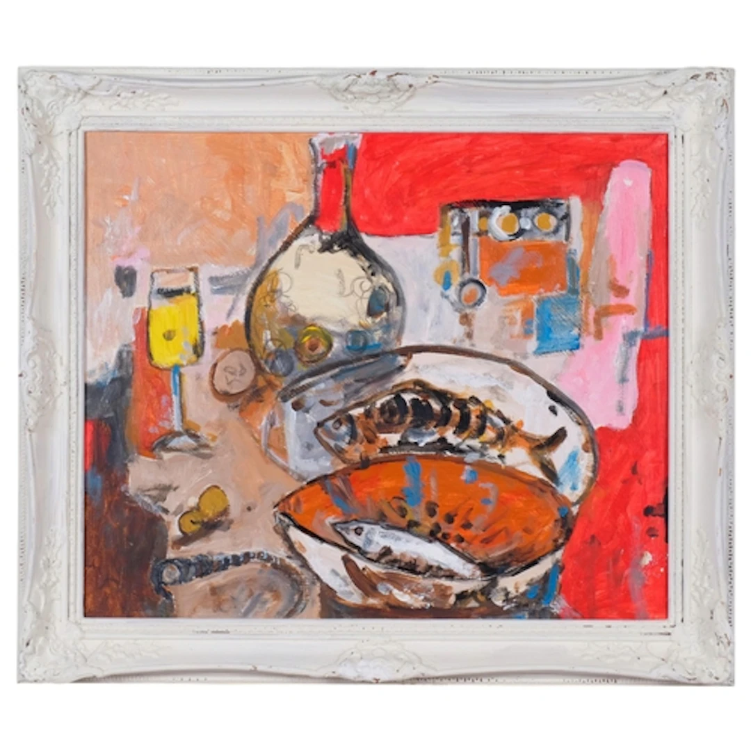 Abstract still life, contemporary oil on board, unsigned, 50...