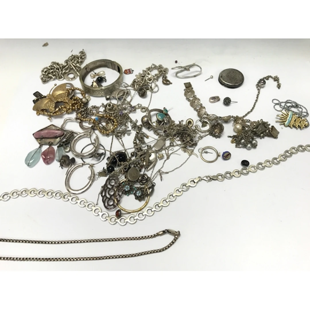 Collection of assorted items mainly silver items approximate...