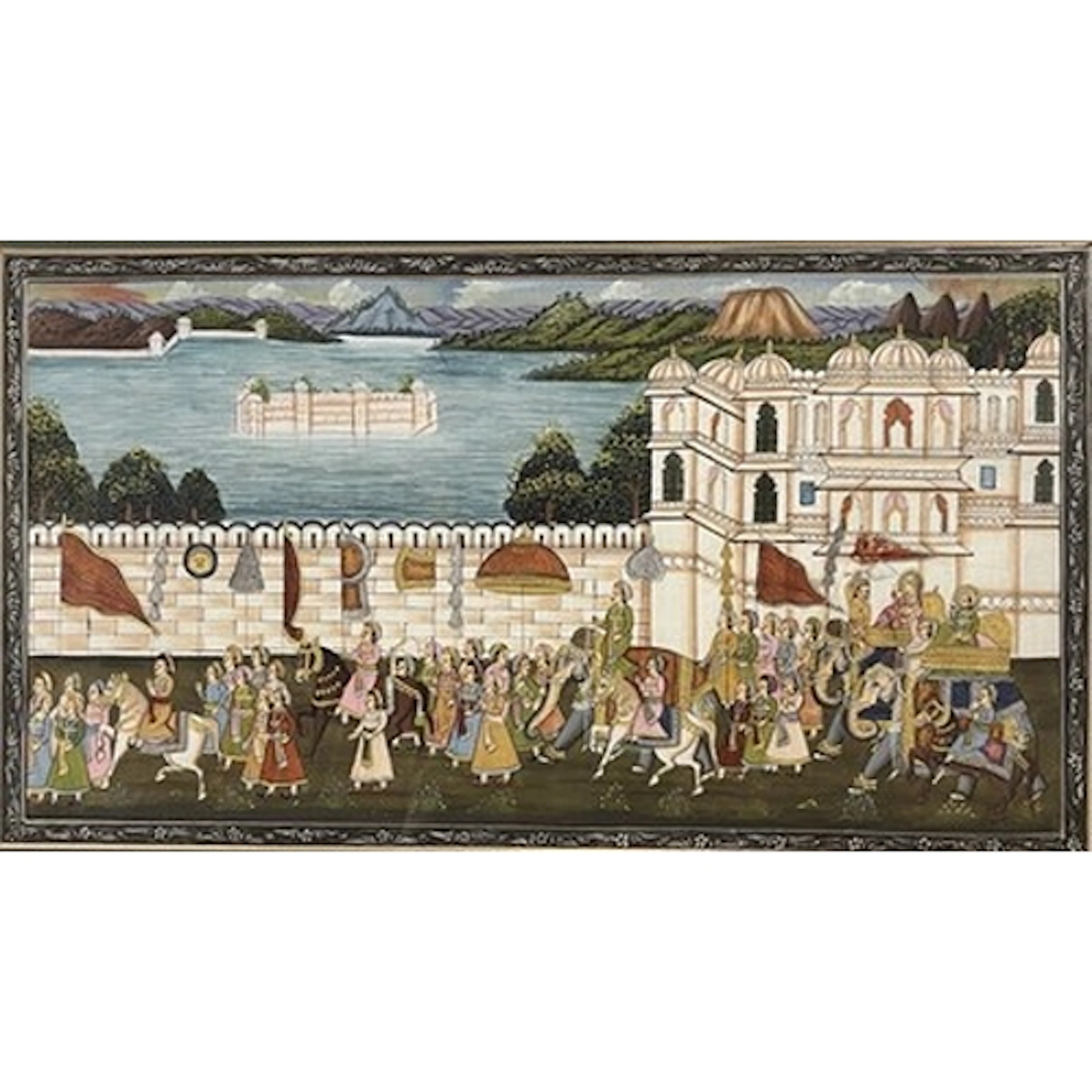 Udaipur, Lake Palace Ink and gouache on paper Unsigned Moun...