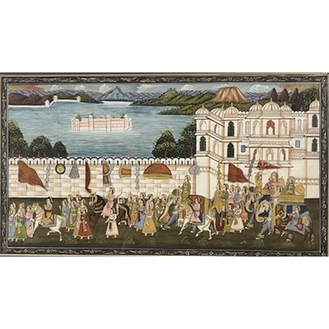 Udaipur, Lake Palace Ink and gouache on paper Unsigned Moun...