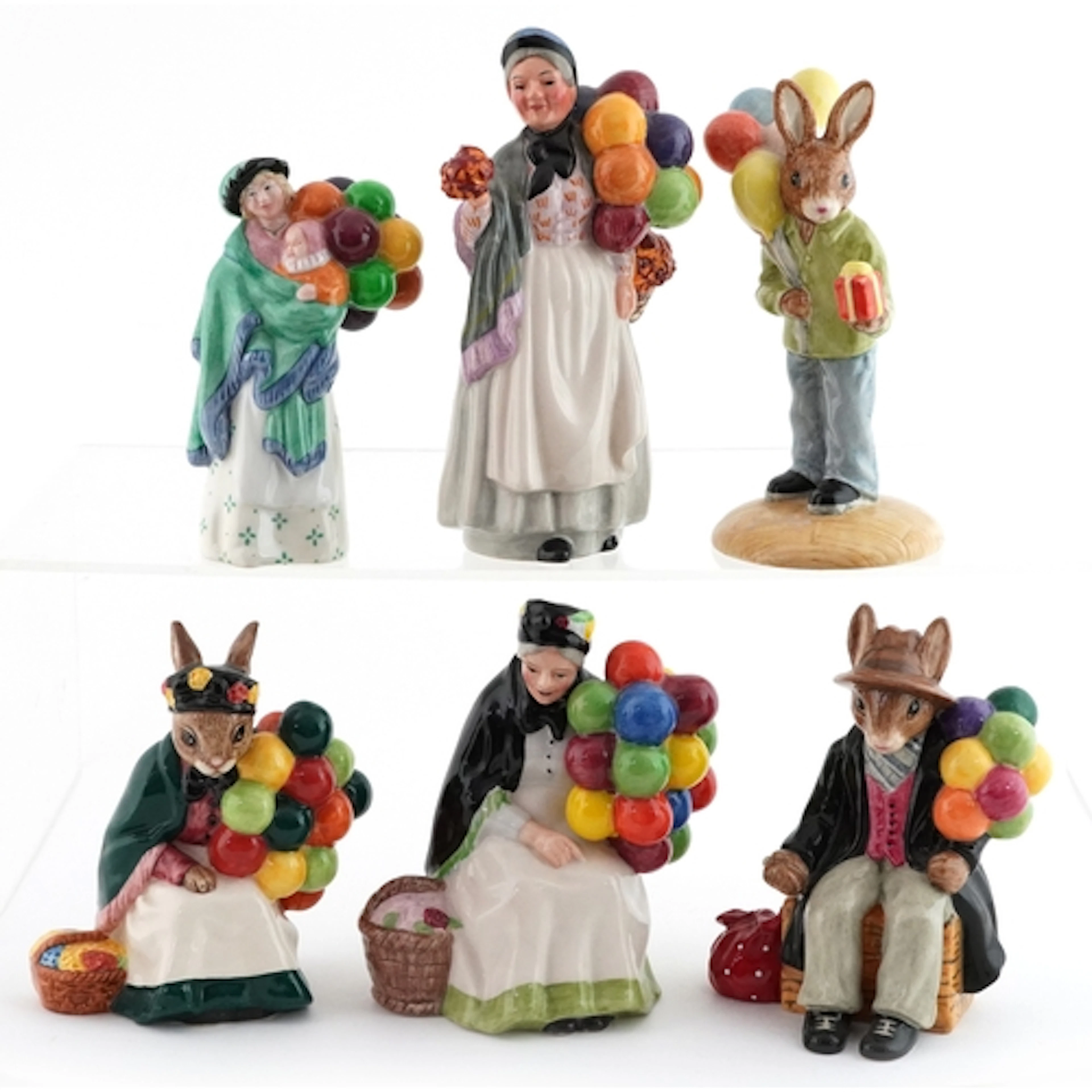 Six Royal Doulton miniature figurines comprising Biddy Penny...