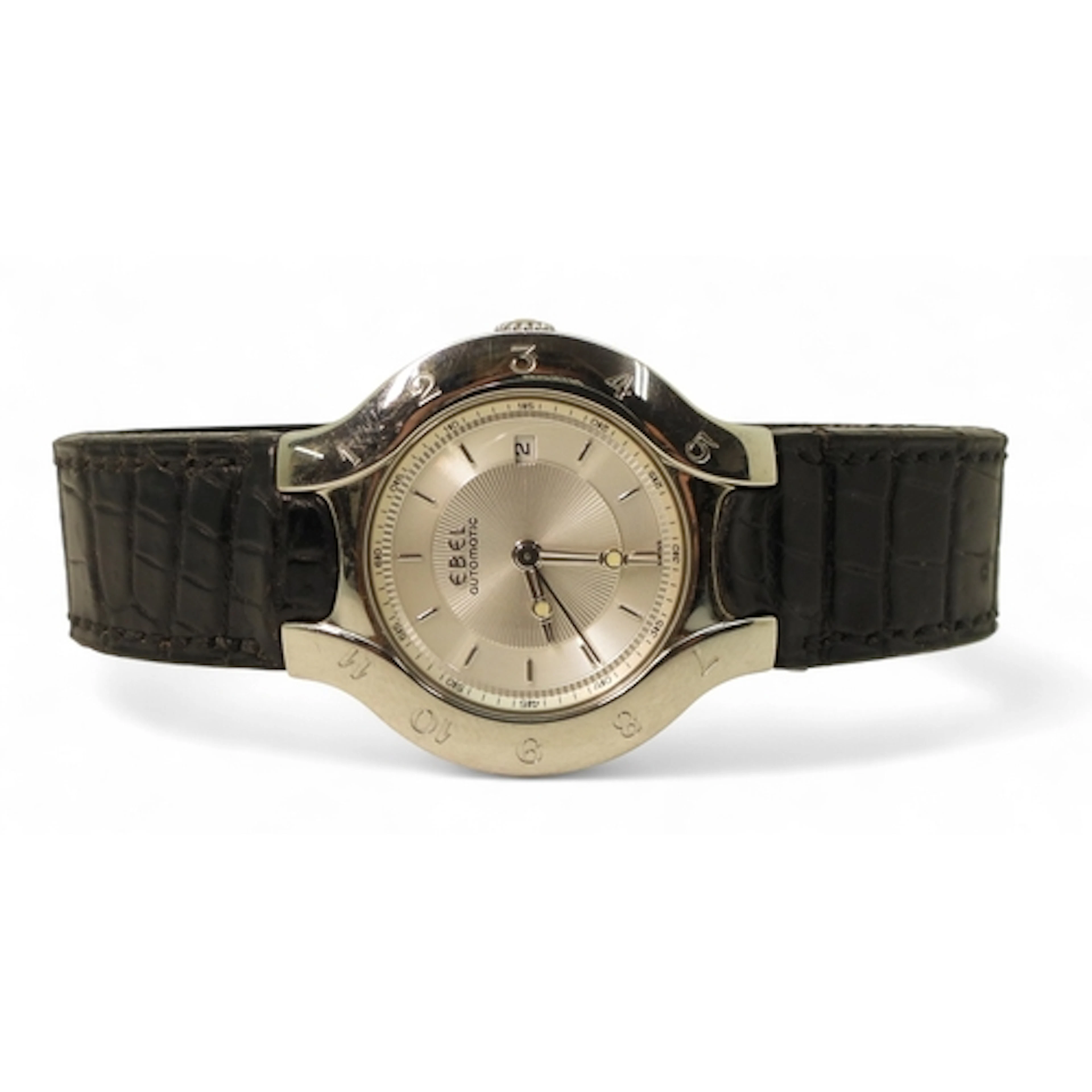 AN EBEL LICHINE AUTOMATIC WATCH with engraved pattern silver...
