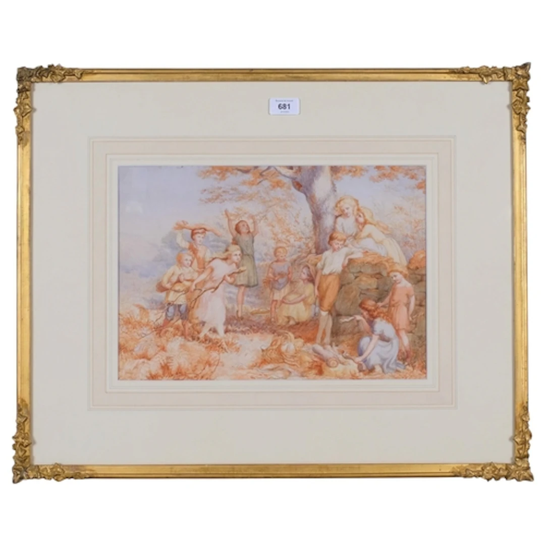 Rudolf Lehmann (1819 - 1905), children playing in a wooded g...