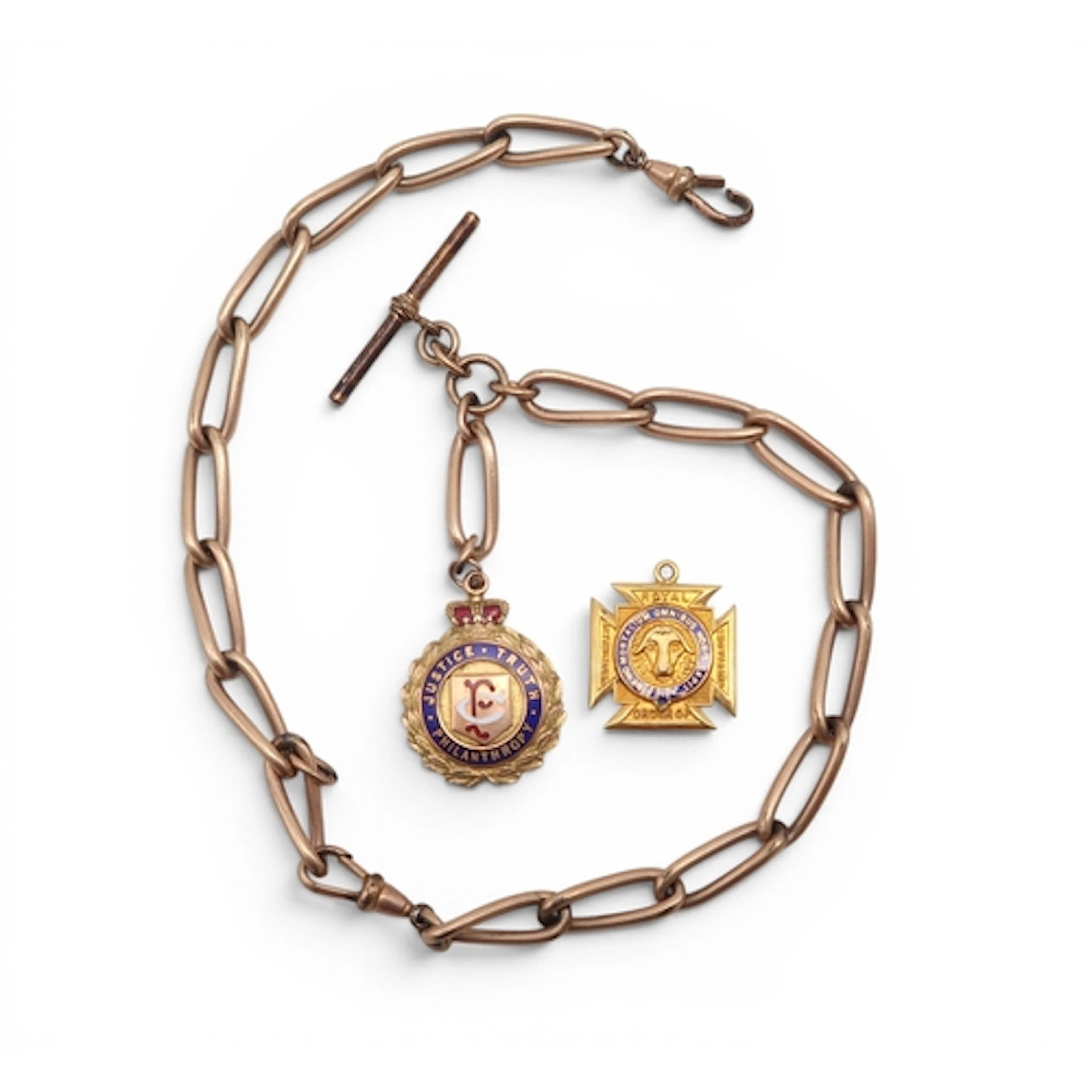 A 9ct gold and enamel Masonic fob medal by Fattorini & S...