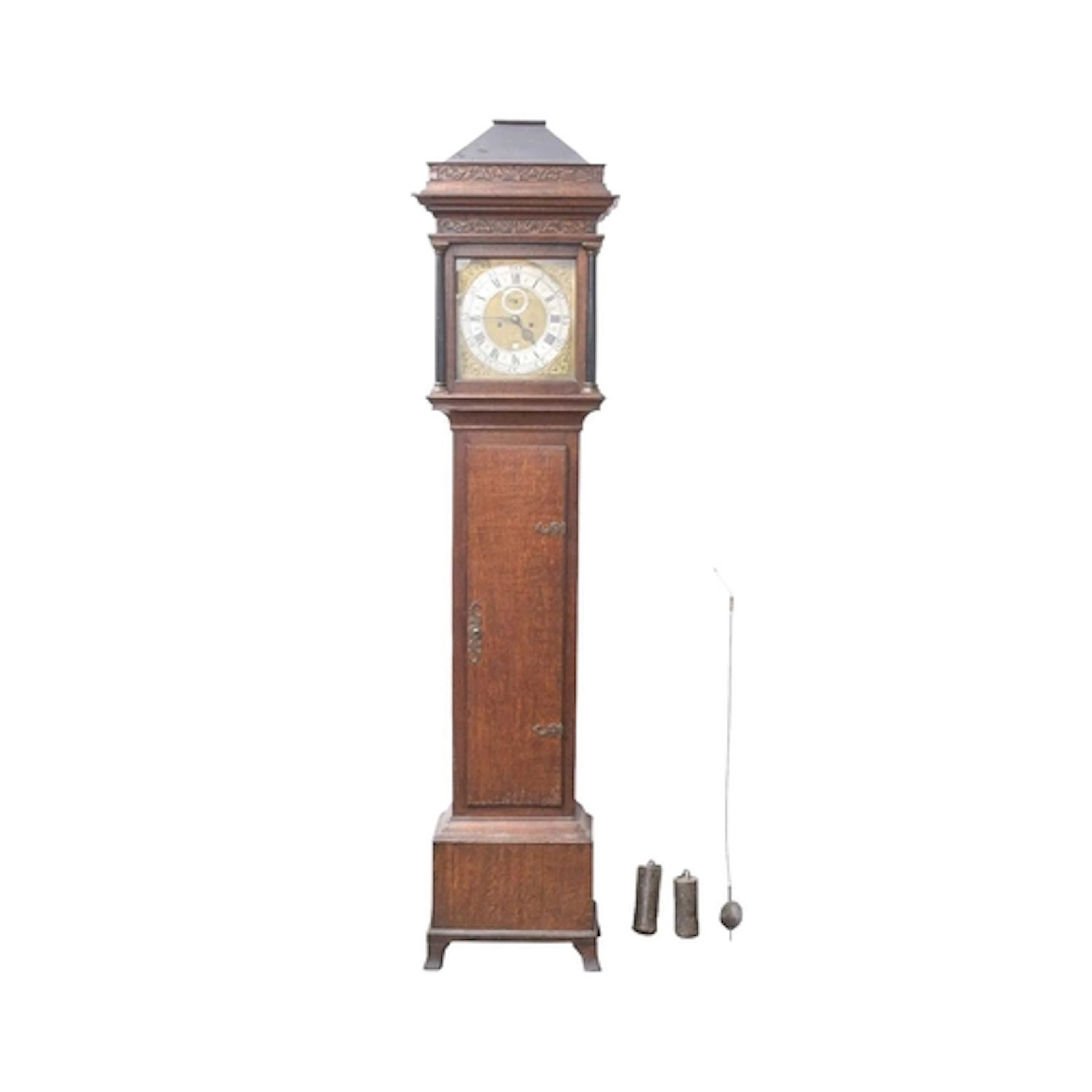 An eight-day oak longcase clock by Jer Berry N Petherton. Wi...