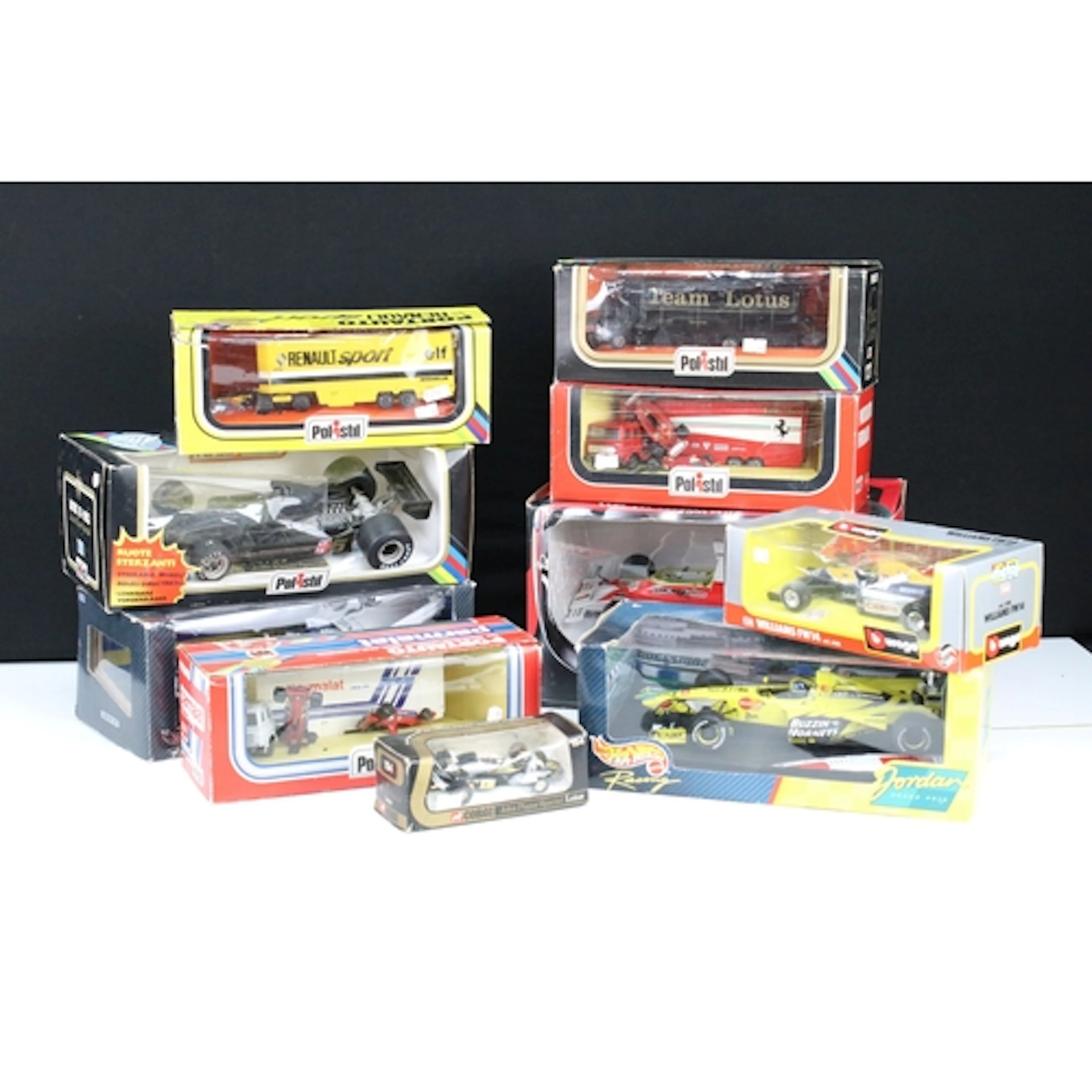 10 Boxed Formula 1 diecast models to include a Mattel Hot Wh...