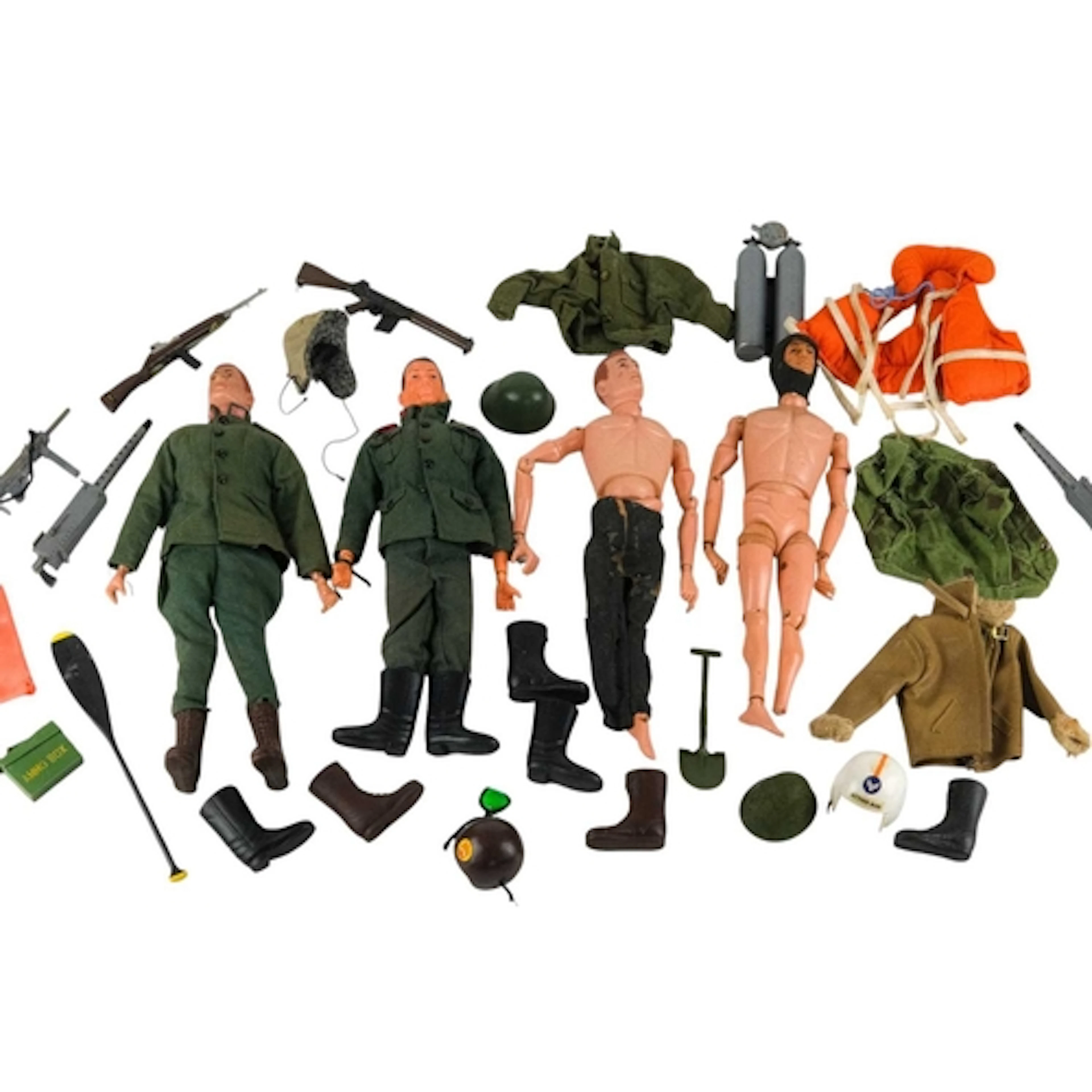 A collection of Action Man toys and accessories. With four d...