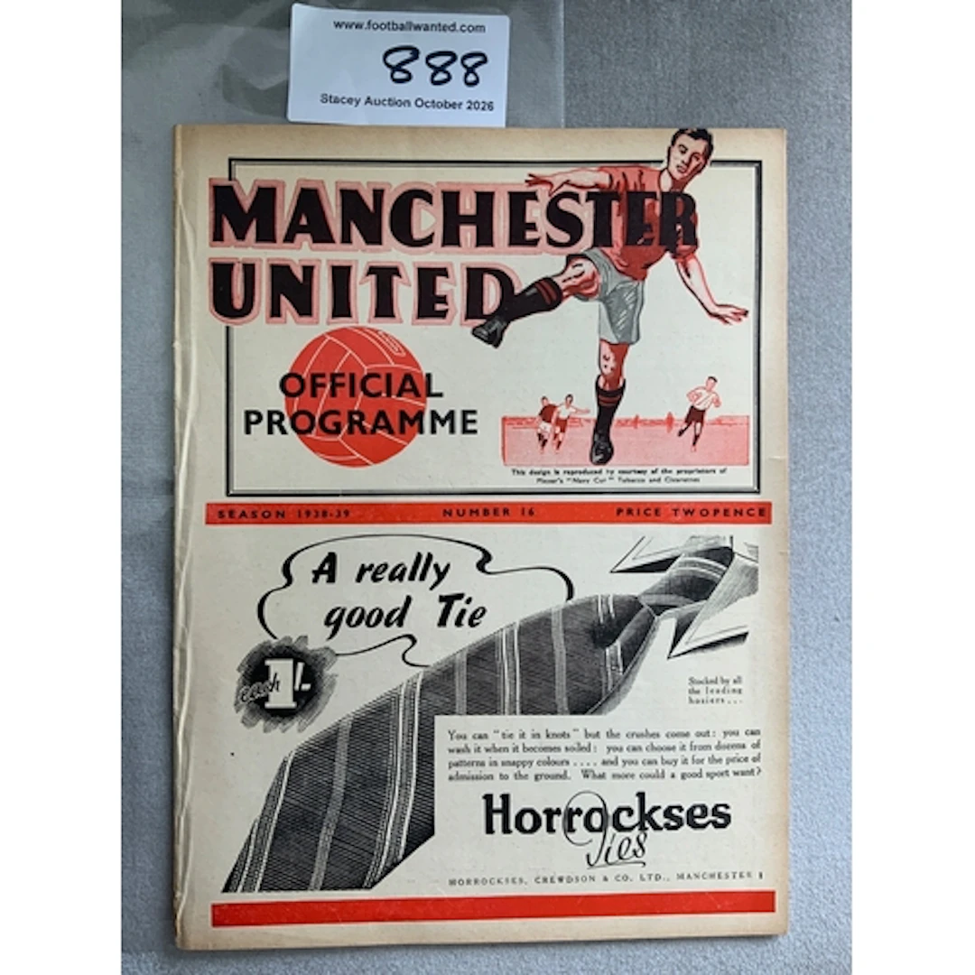 1938 - 1939 Manchester United v Chelsea Football Programme: ...