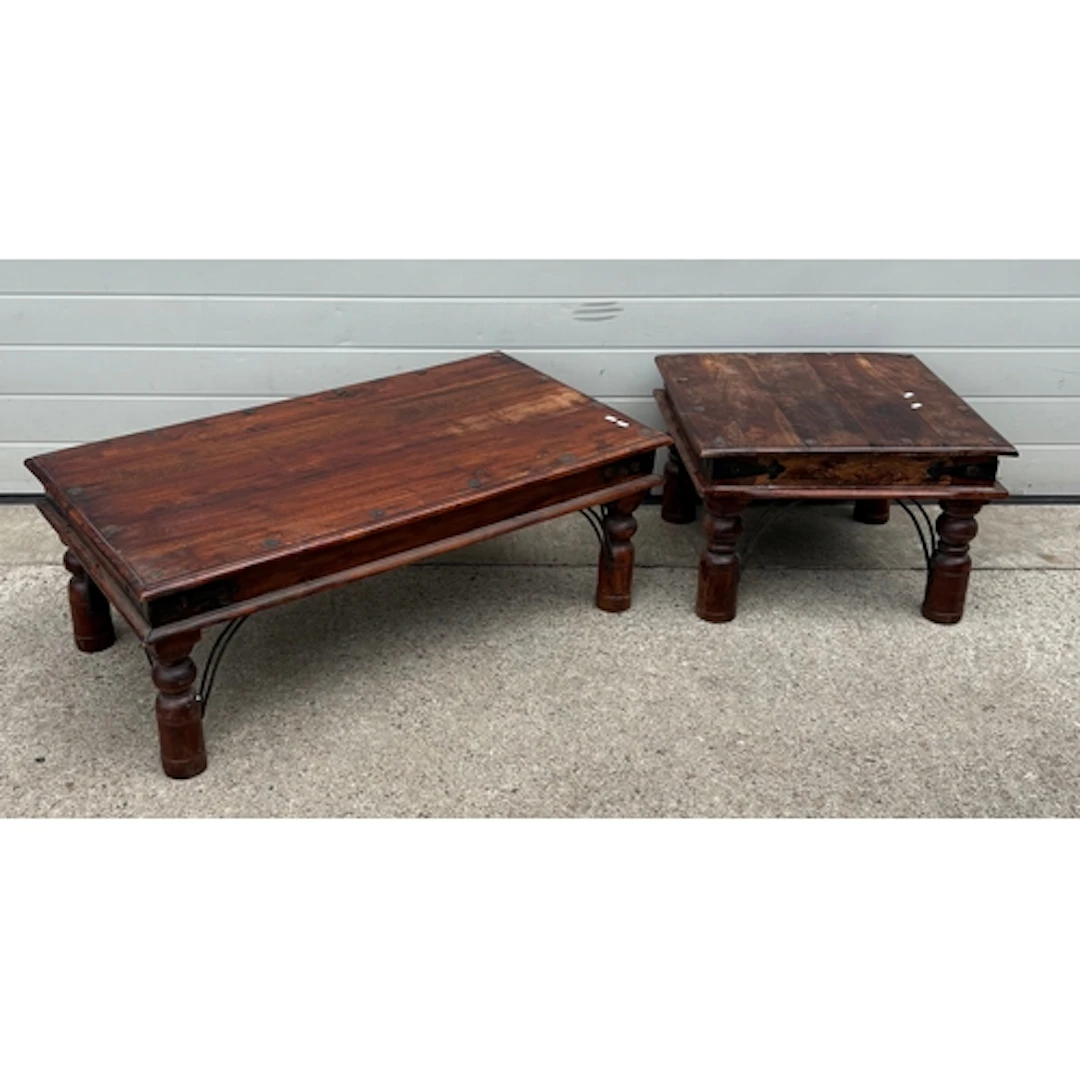 Two modern hardwood coffee tables