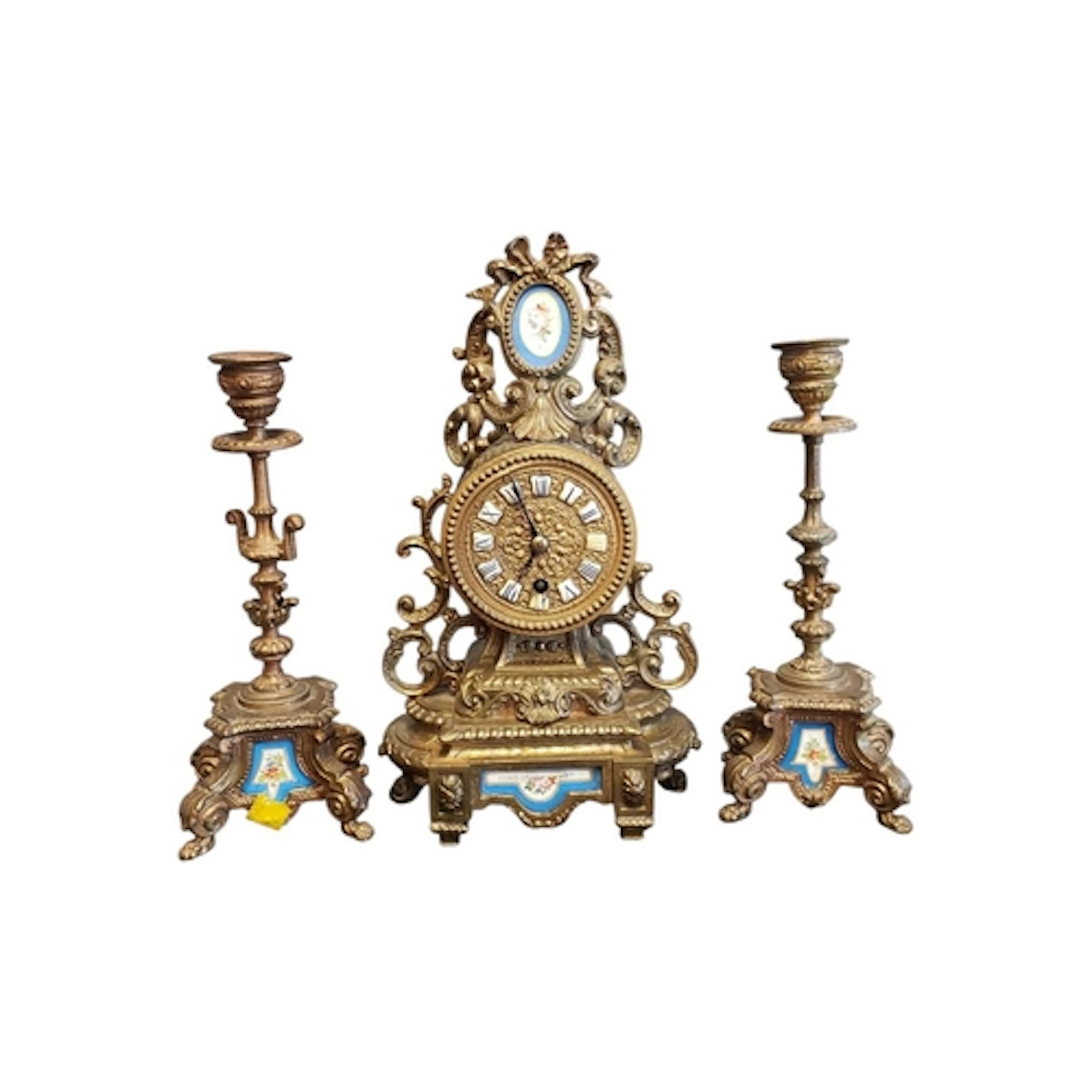 P.H. Mourey - 19th century French ormolu and porcelain mante...