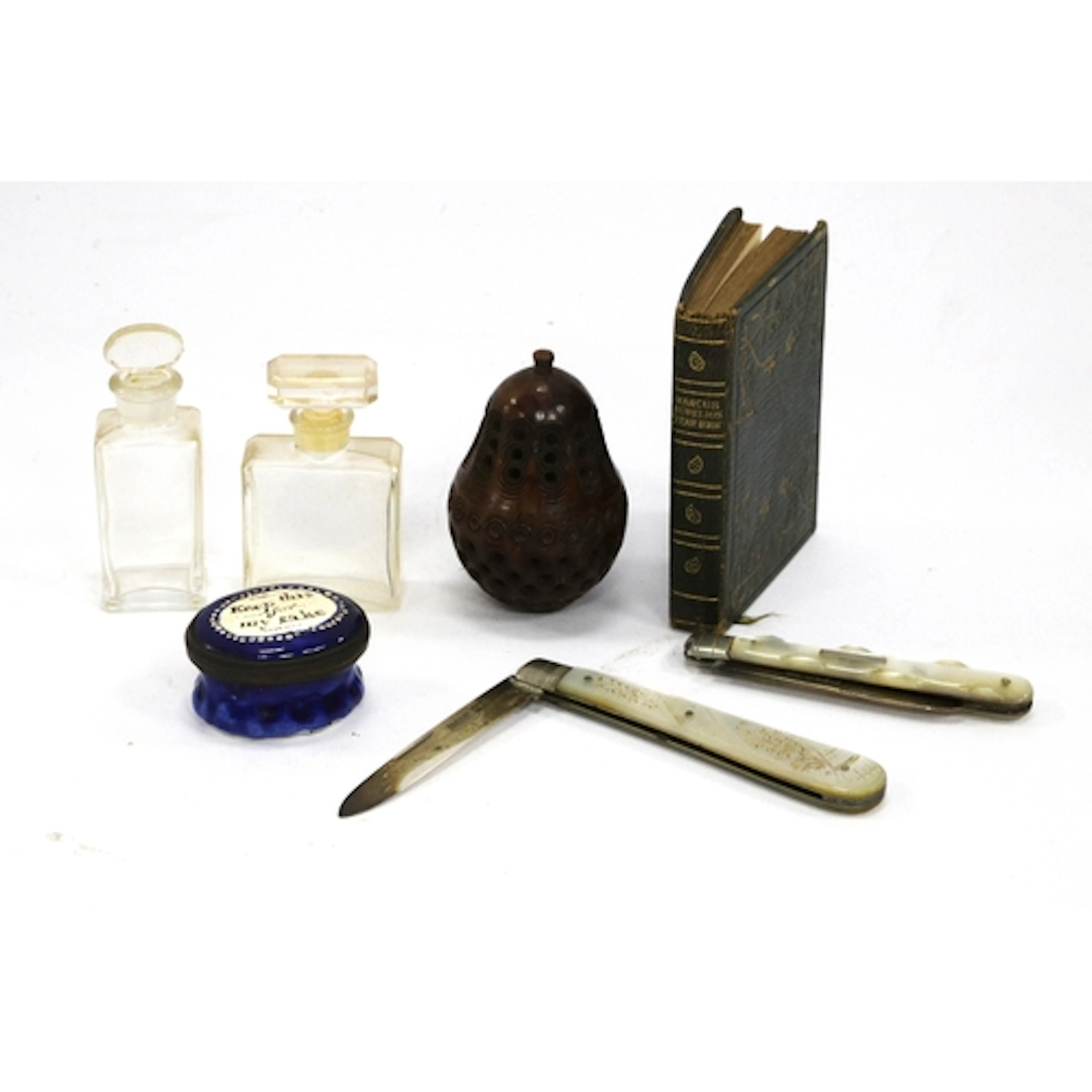 Two Hallmarked Silver Fruit Knives, with mother of pearl sca...