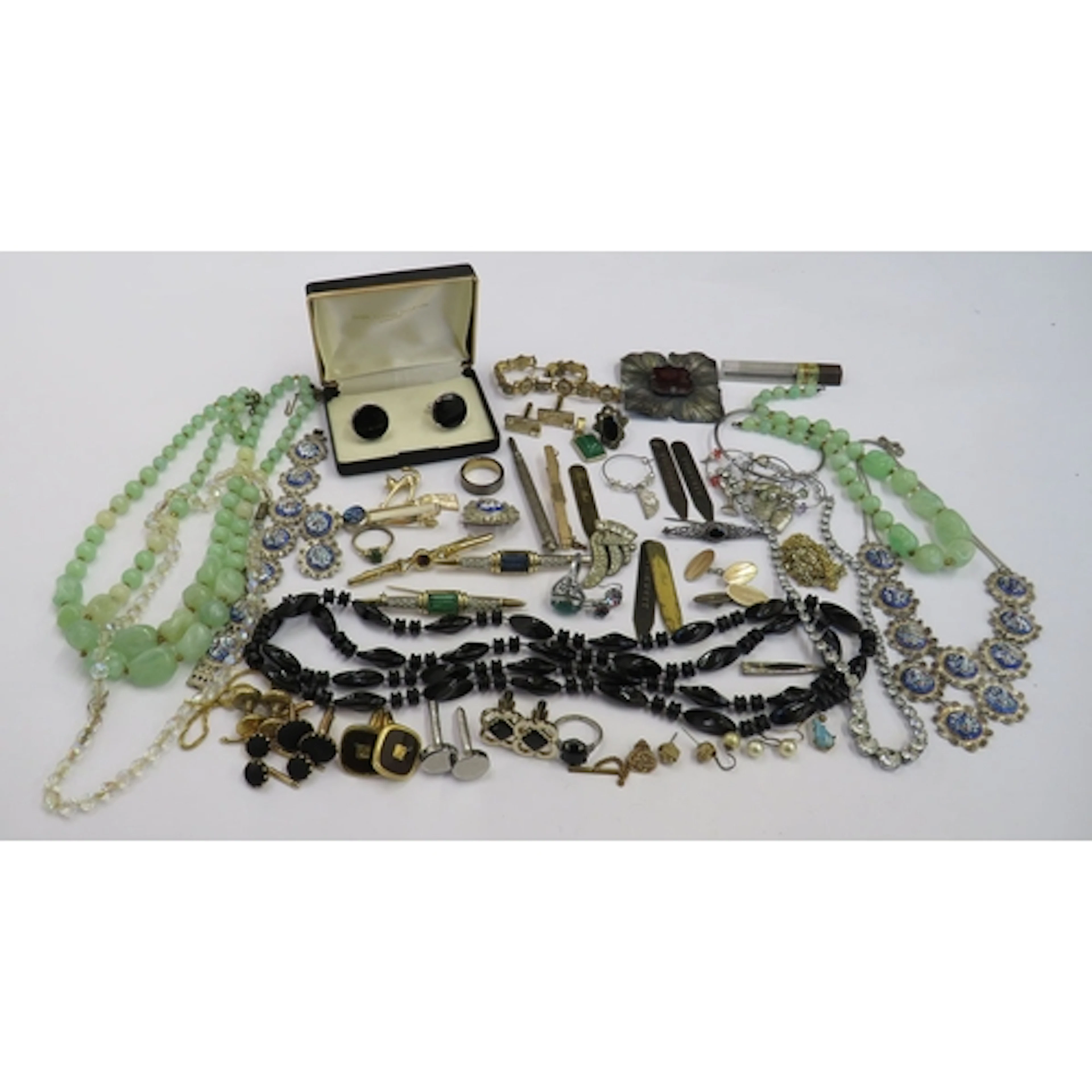 Costume Jewellery Pendants, Tungsten ring, enamel & white me...