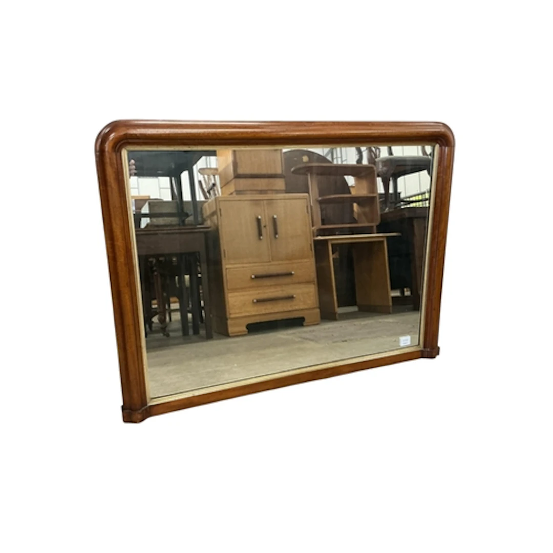 A mid 19th century mahogany and gilt mirror, width 112cm, he...