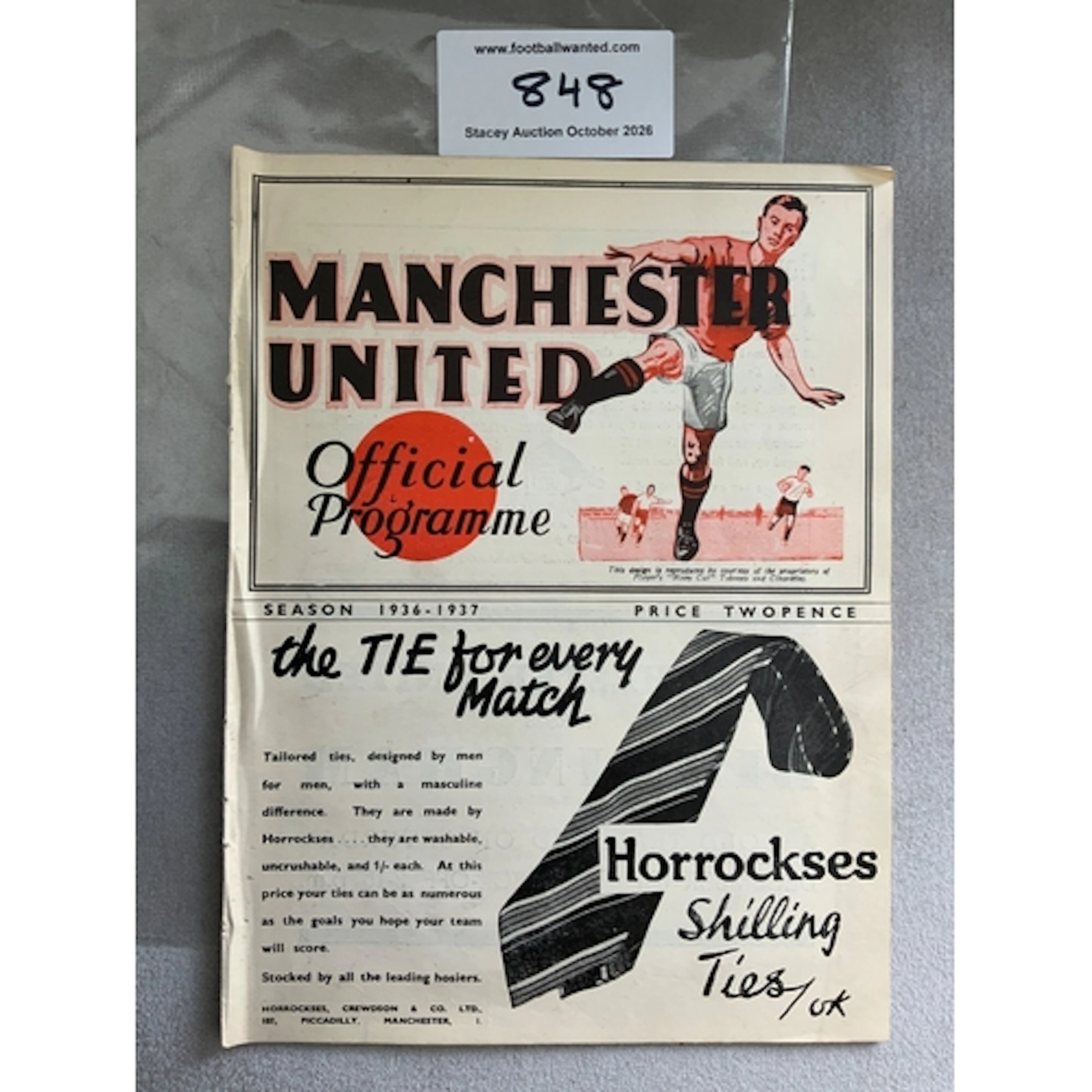 1936 - 1937 Manchester United v Liverpool Football Programme...