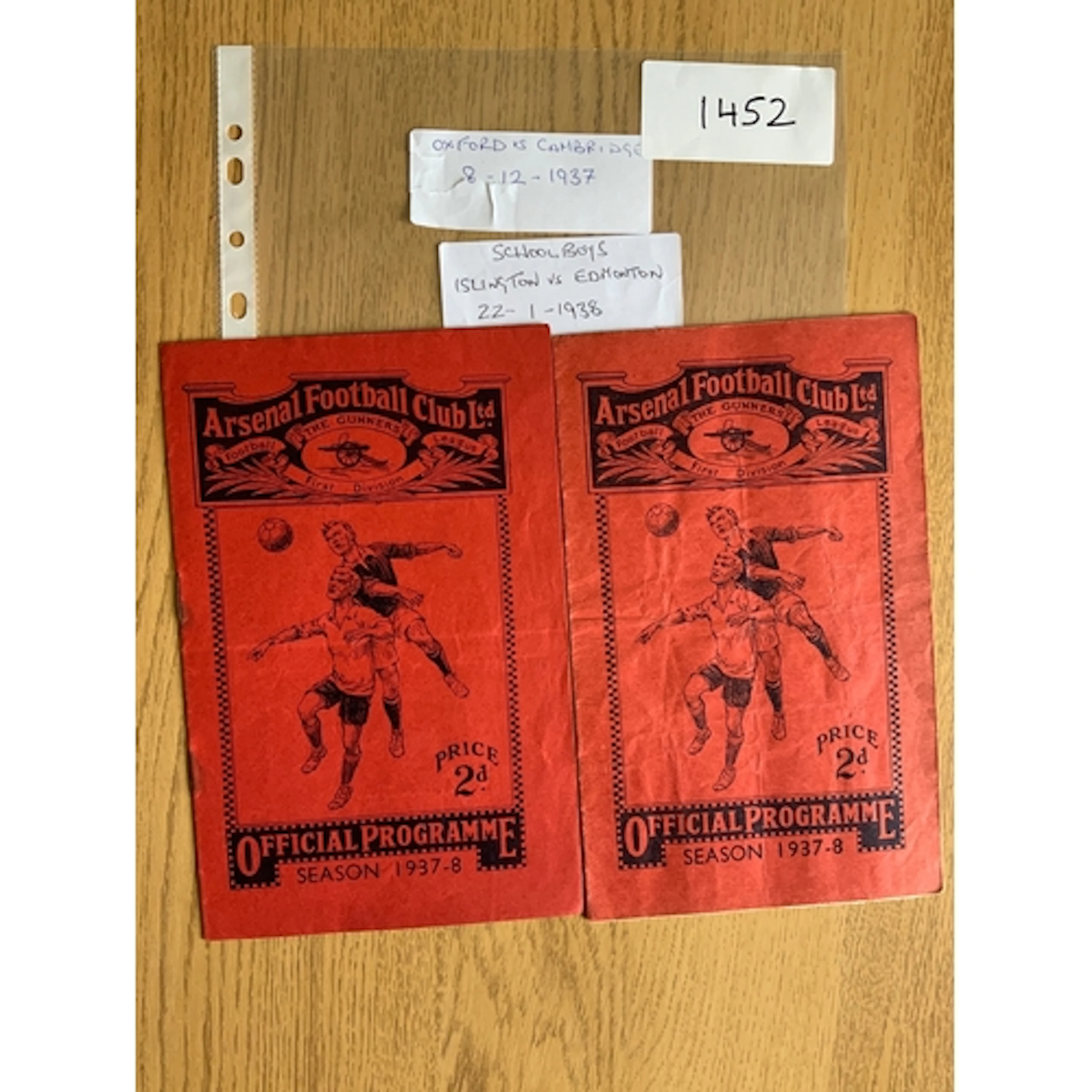 Arsenal 1937 - 1938 Football Programmes At Arsenal: Oxford v...