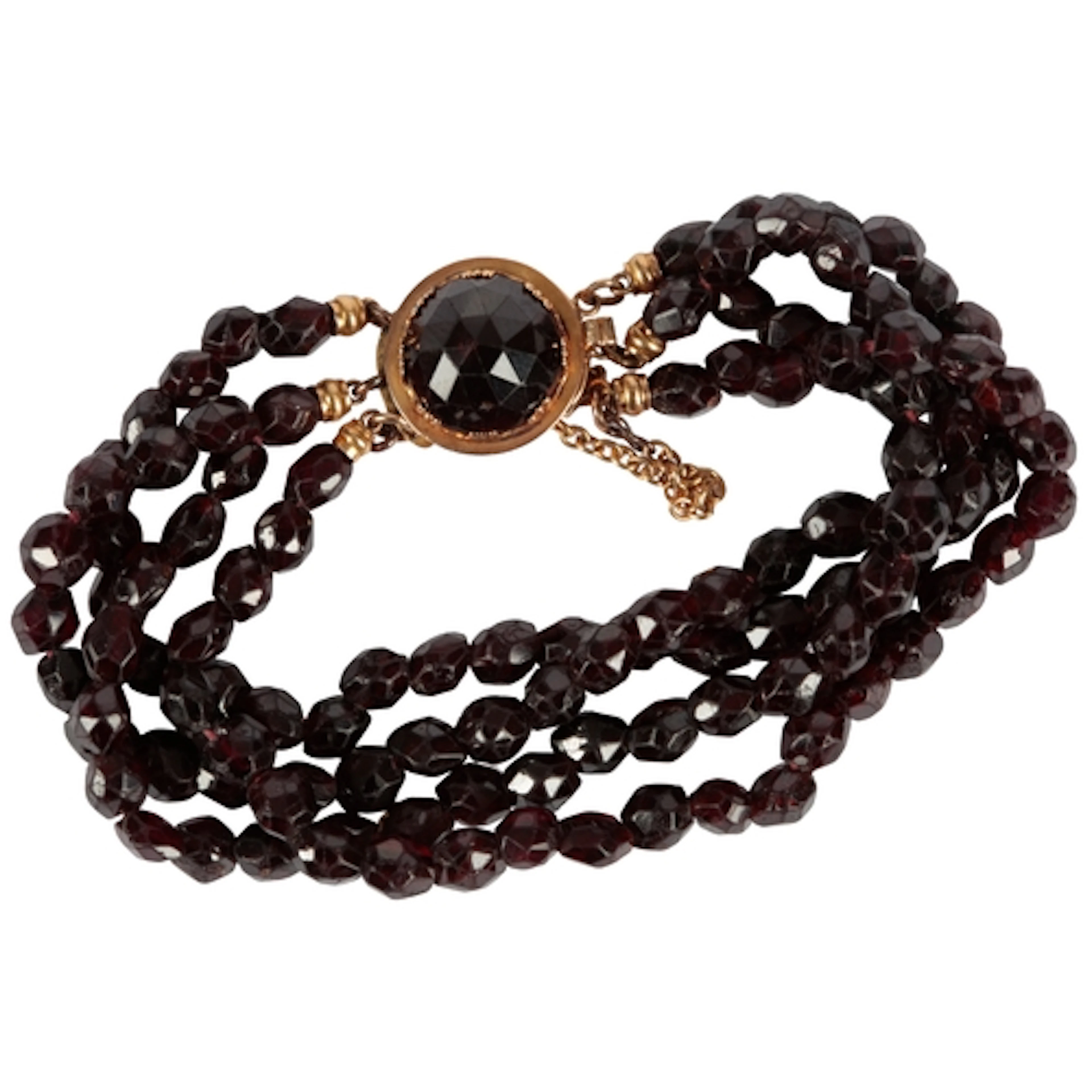 A Victorian garnet bracelet, late 19th century, composed of ...