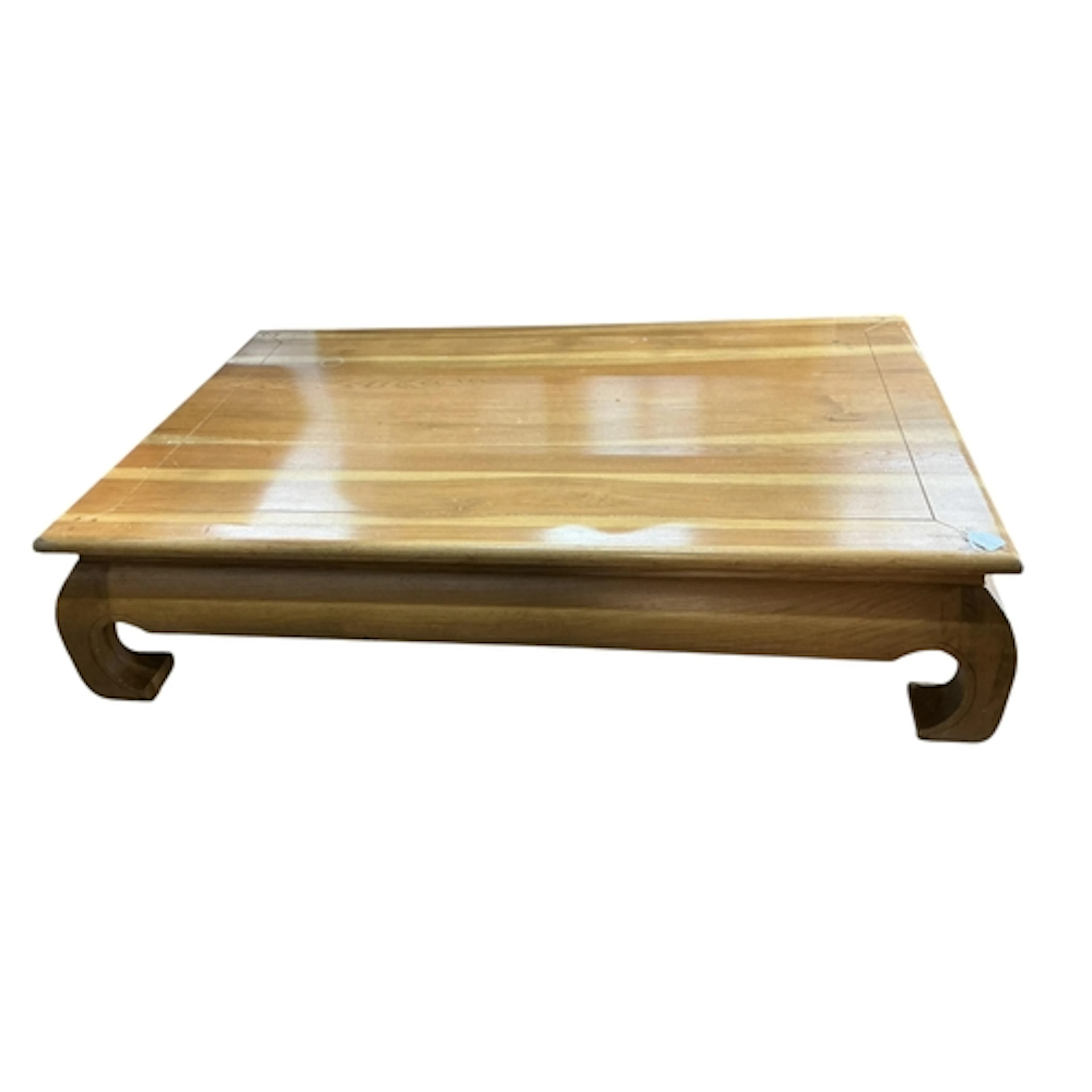 A large Chinese style rectangular oak low table, width 155cm...
