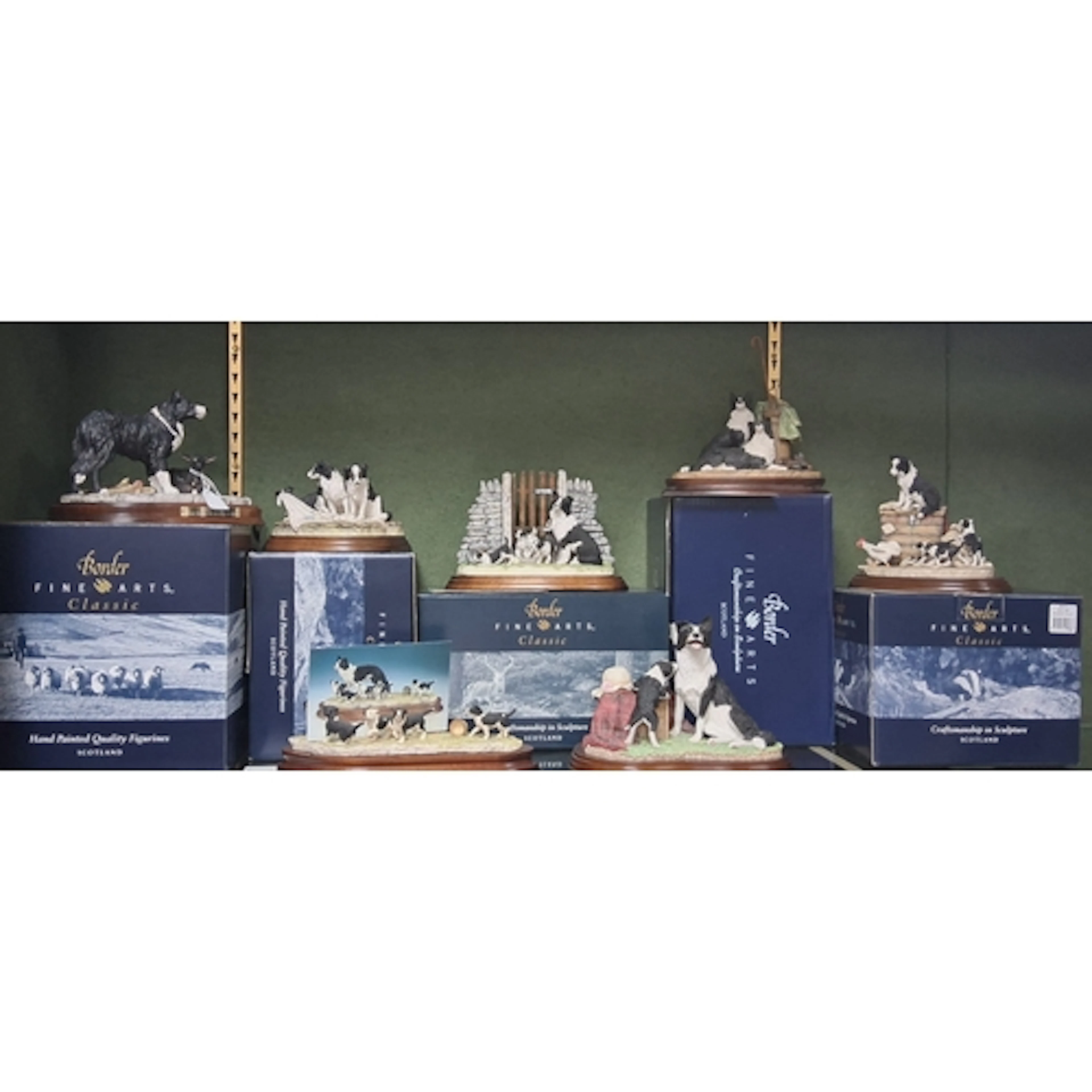 A GROUP OF LARGE BORDER FINE ARTS, BORDER COLLIE SCULPTURES,...