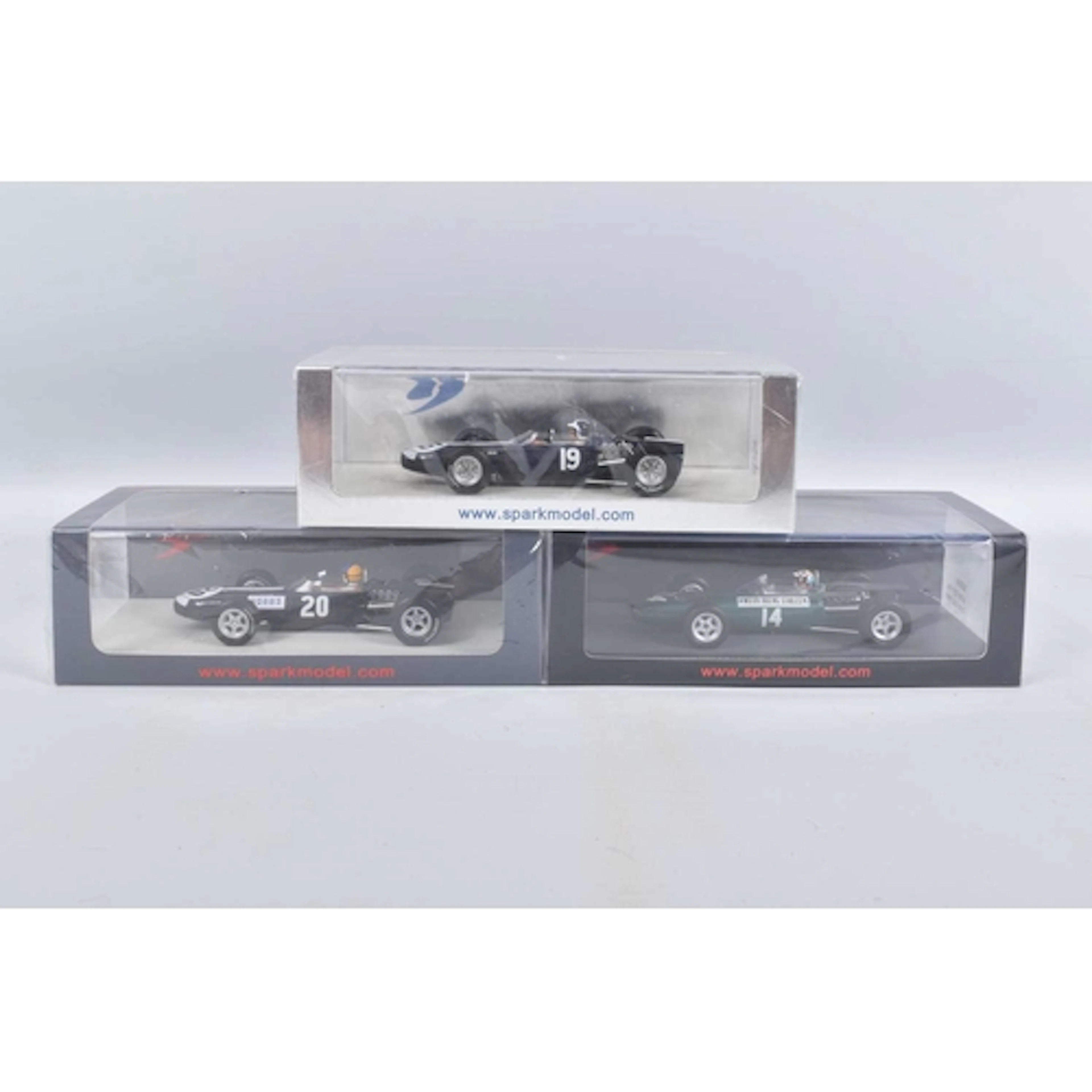 THREE BOXED 1:43 SCALE DIECAST MINIMAX SPARK FORMULA 1 MODEL...