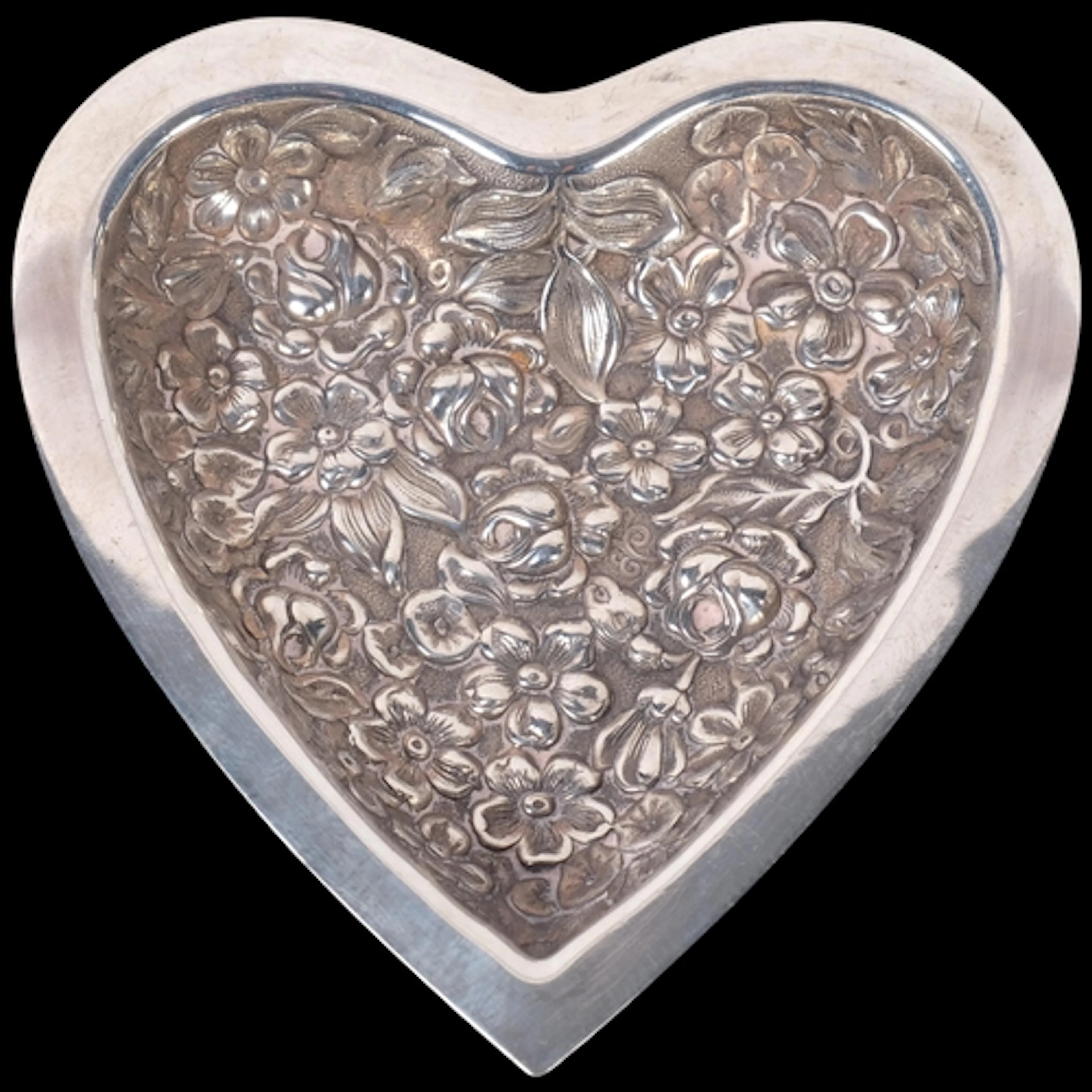 STIEFF - an American sterling silver embossed heart-shaped d...