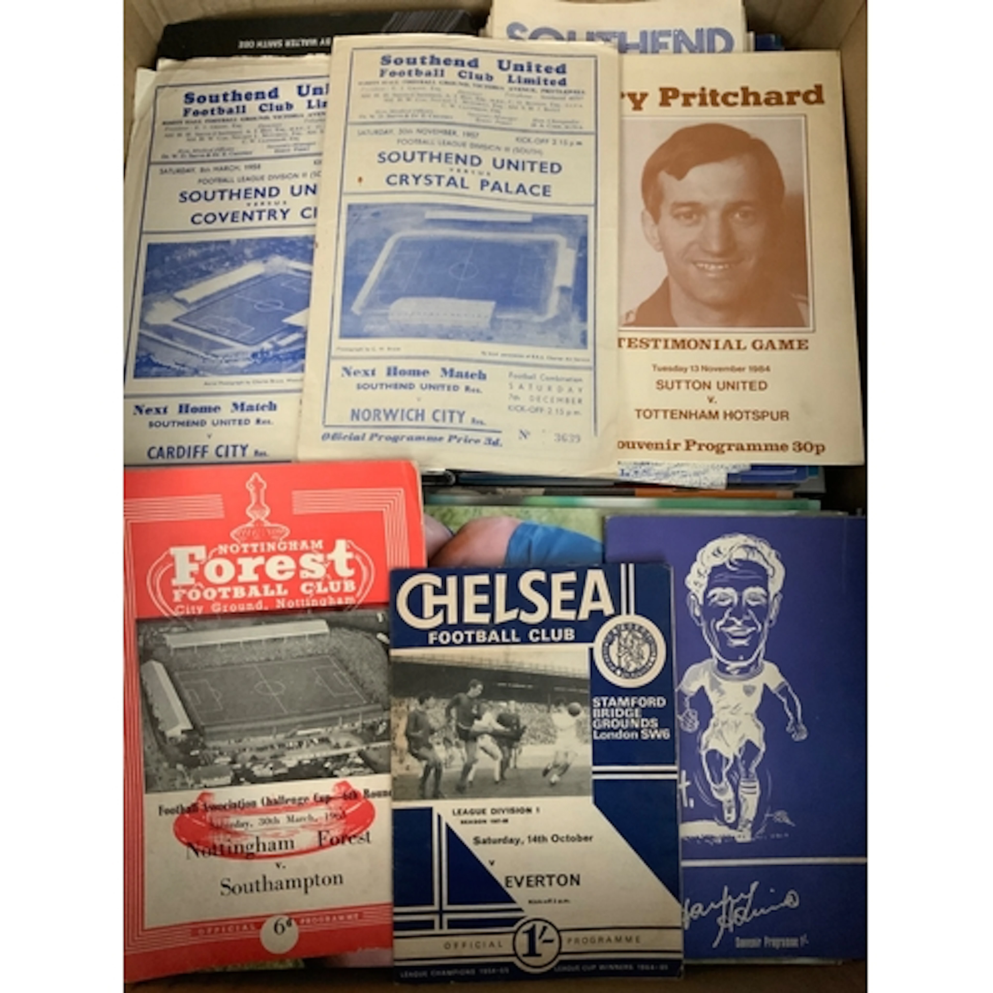 Football Programme + Memorabilia Box: Southend programmes, m...