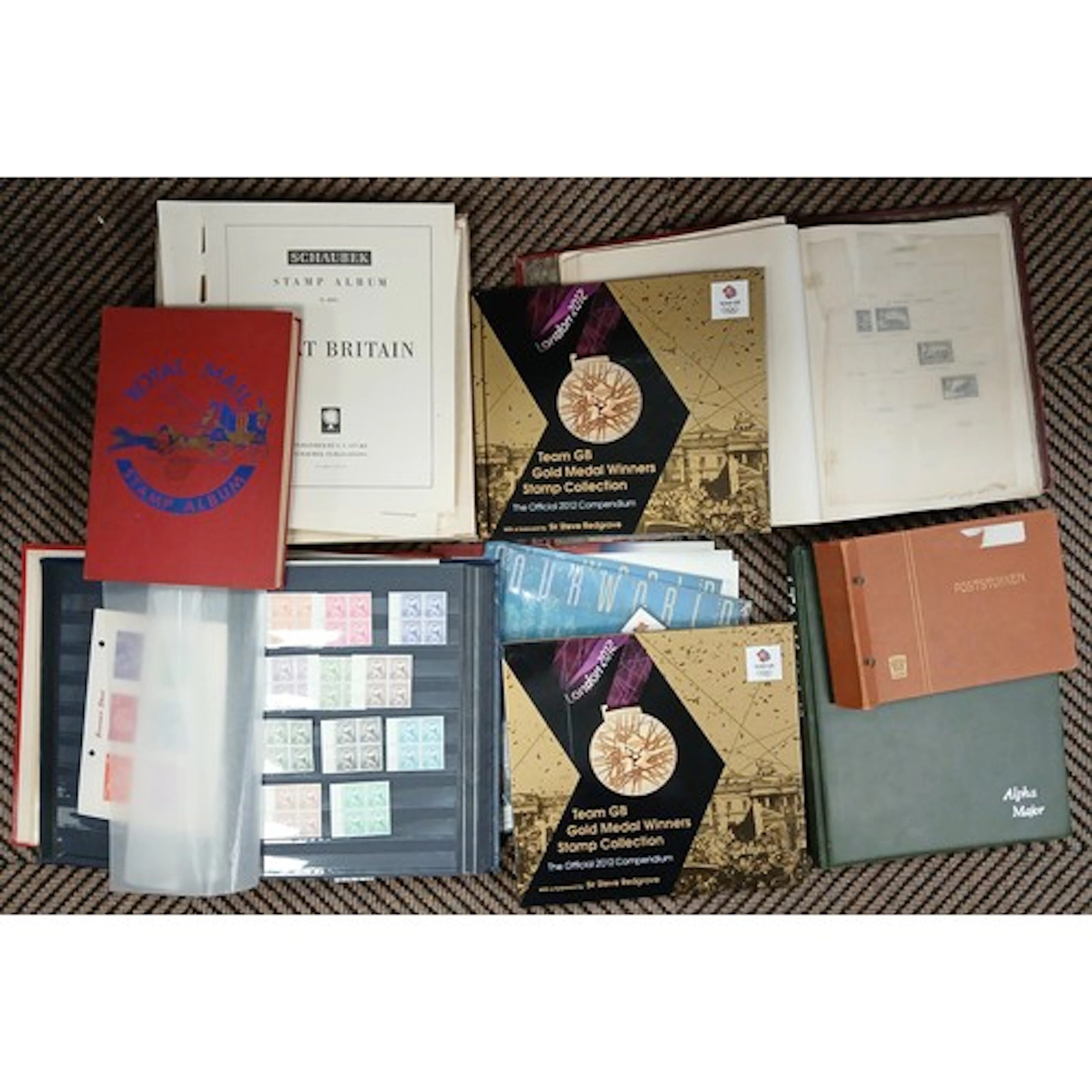 Collection of six stamp albums to include Russia, Britain, U...