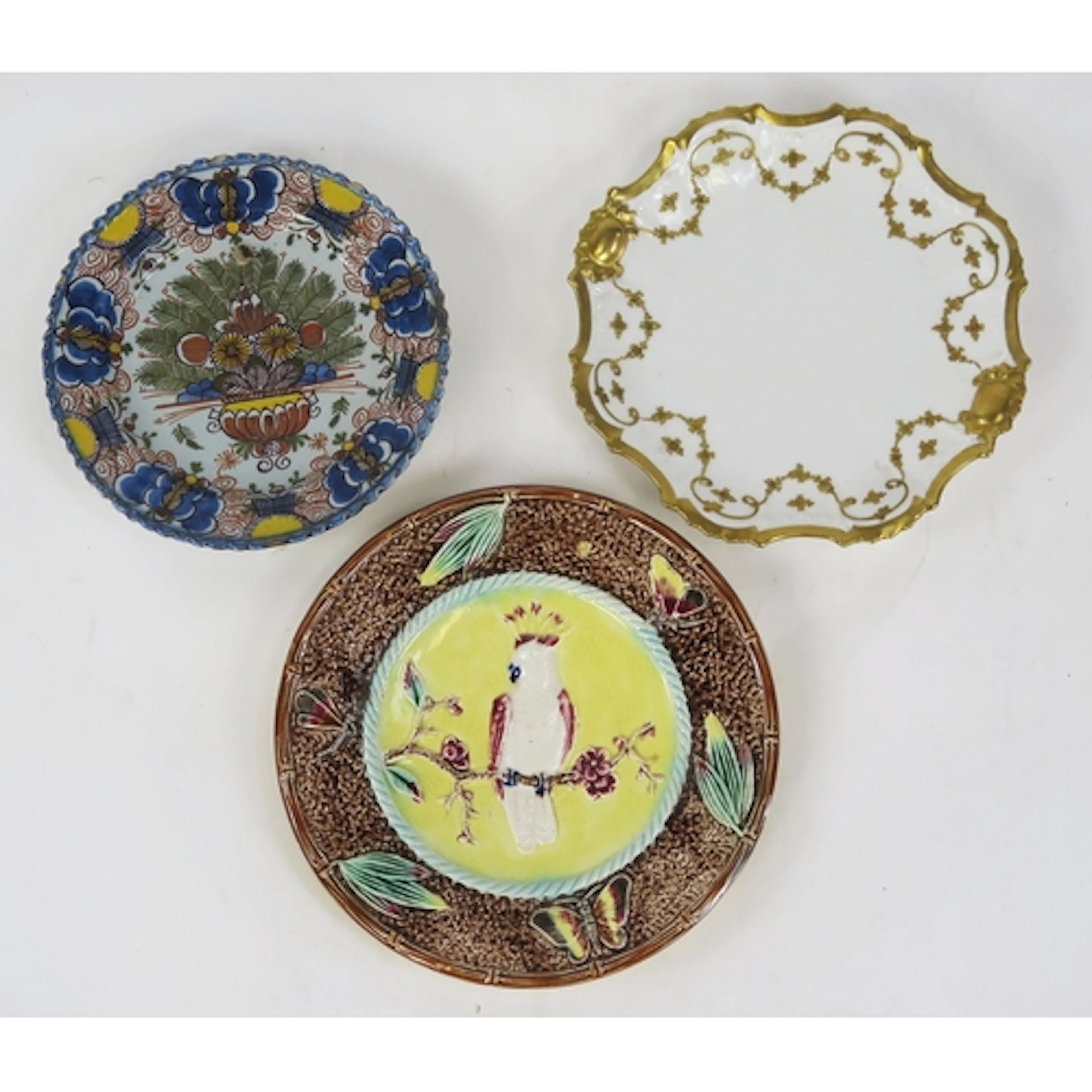 A late 18th century Dutch Delft polychrome decorated 'Peaco...