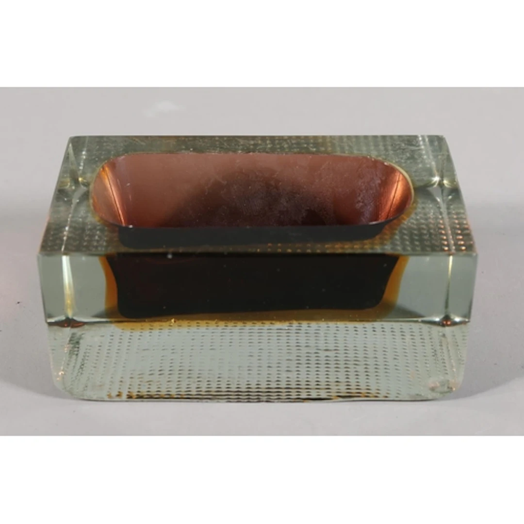 Murano Sommerso art glass blocked dish, 5cm tall x 12cm wide