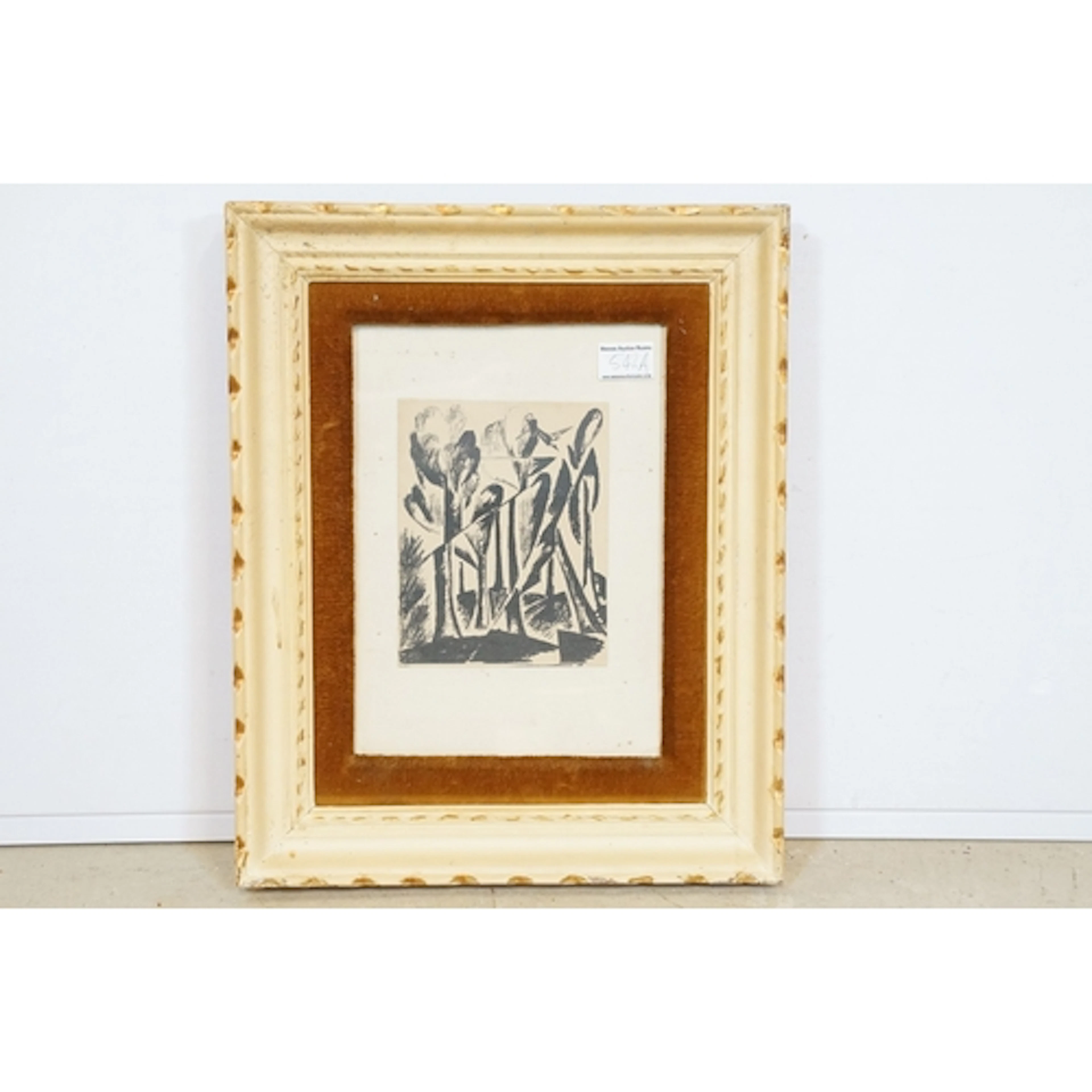 Natalia Goncharova landscape with trees lithograph, framed a...