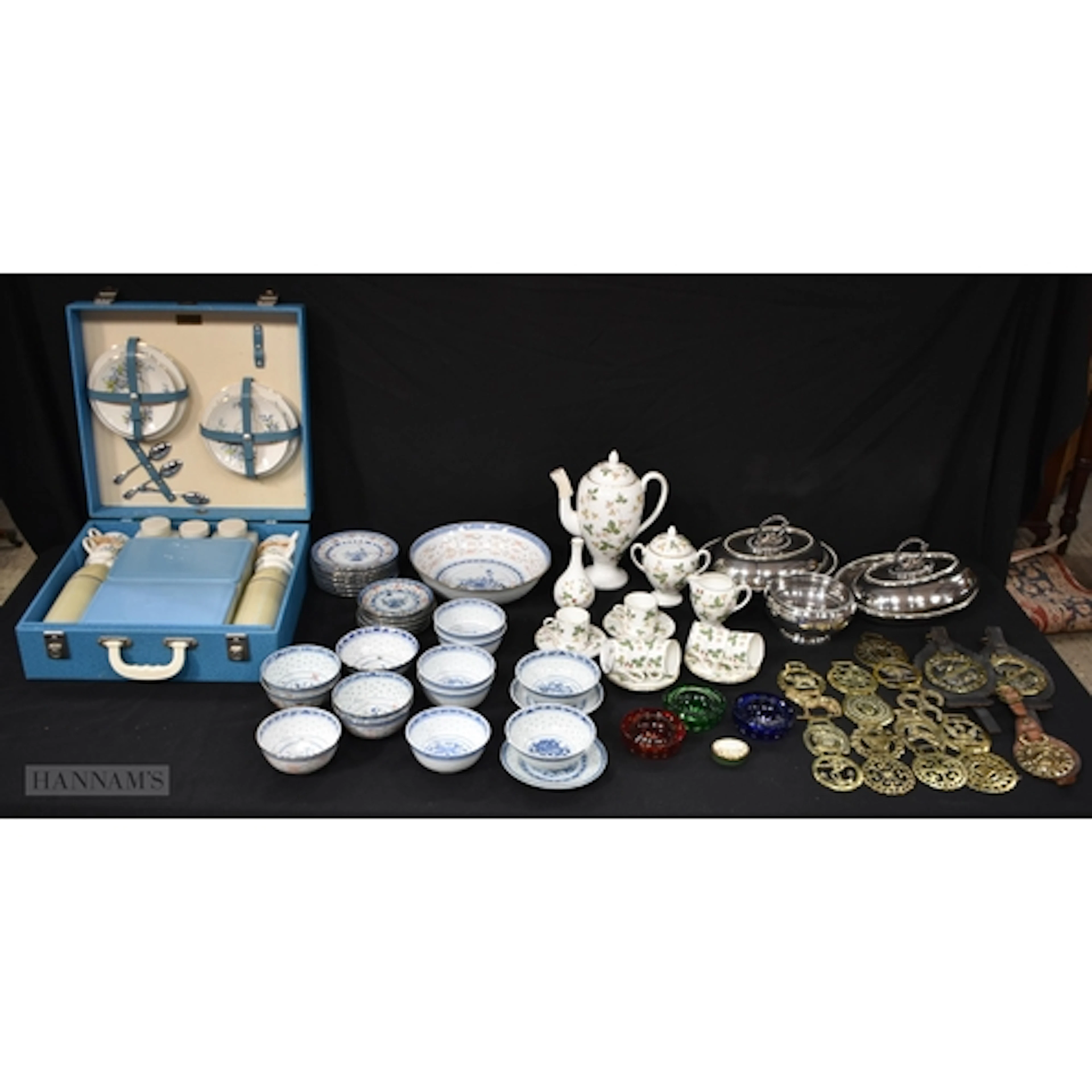 A Miscellaneous collection including silver plate serving di...