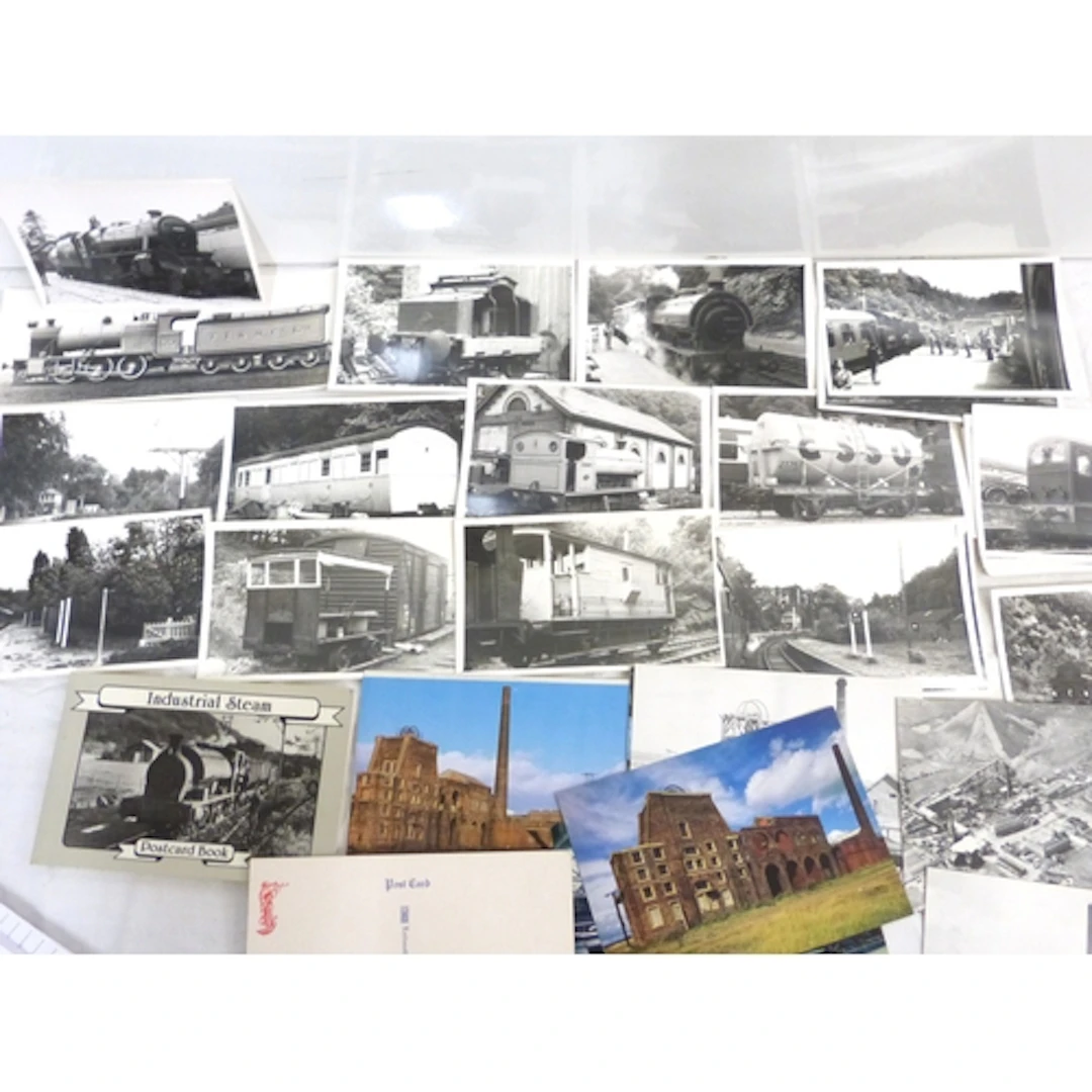 Bag of vintage steam locomotive photos to include postcards ...