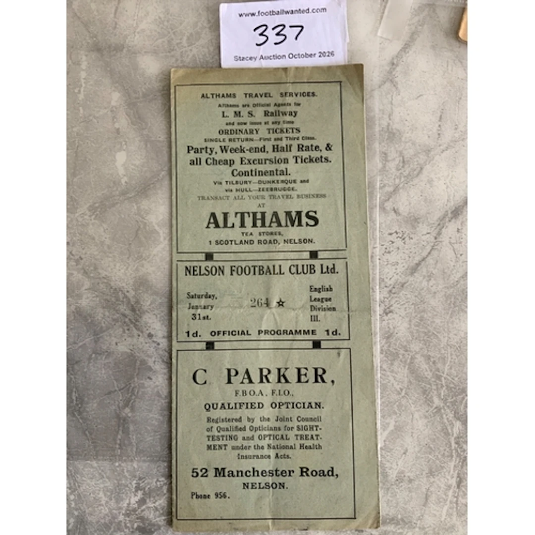 1930 - 1931 Nelson v Stockport County Football Programme: Ra...