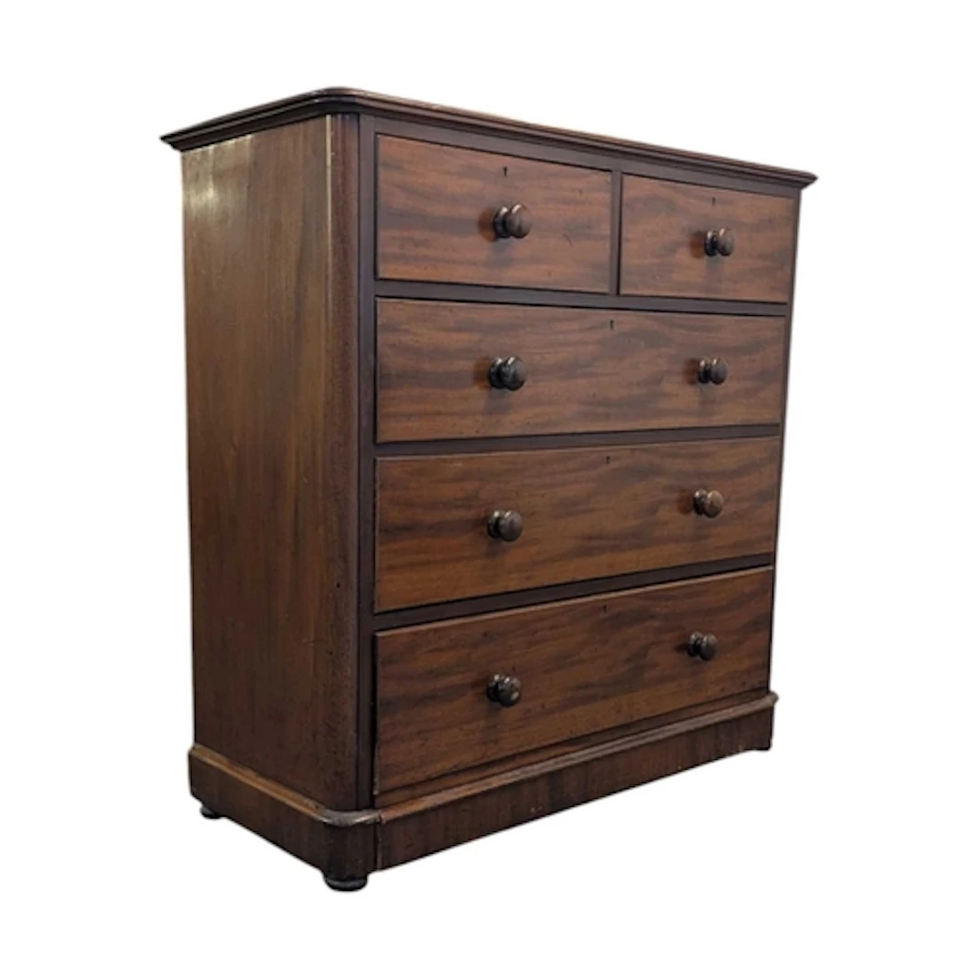 Victorian 19th century mahogany chest of drawers. Two-over-t...