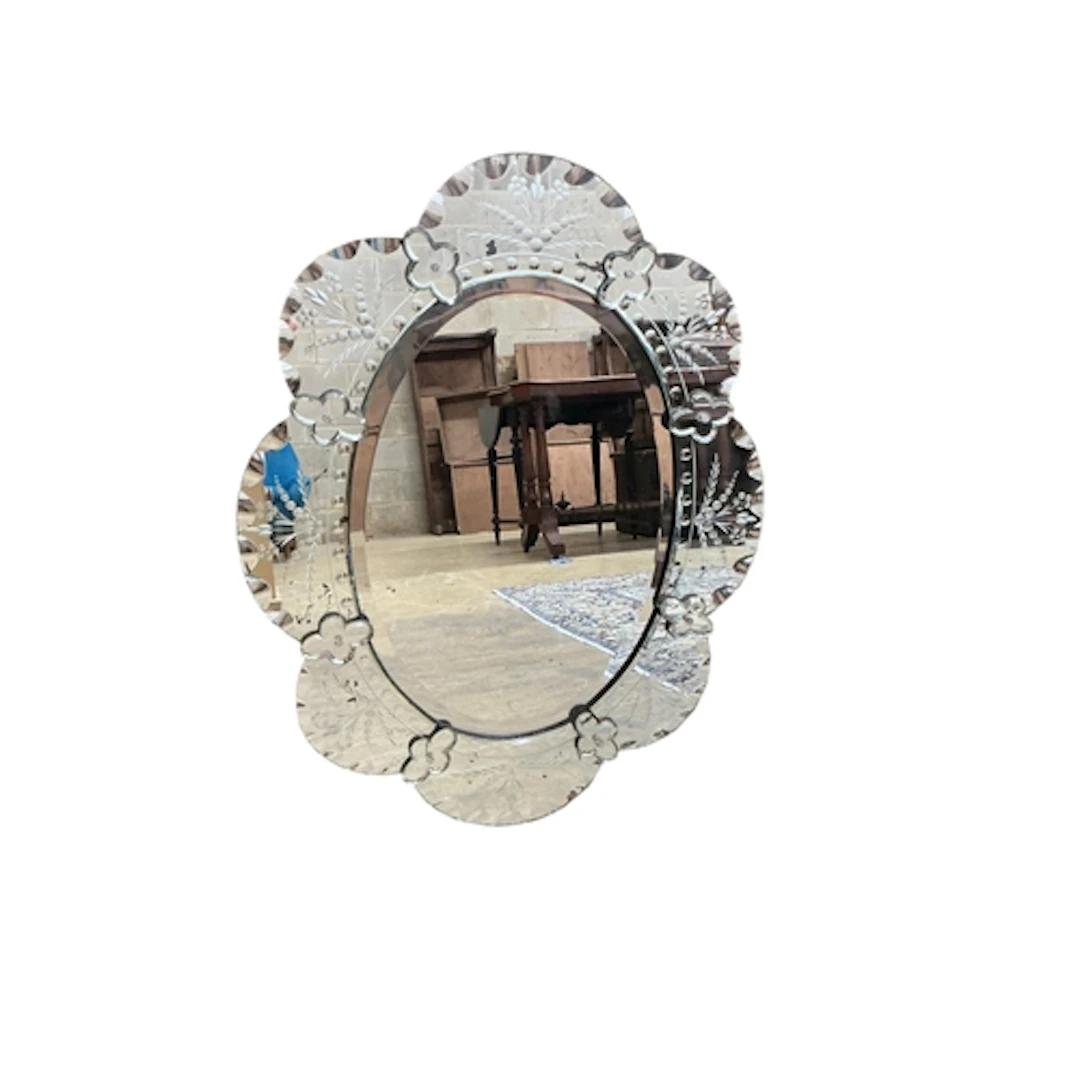 A Venetian style oval wall mirror, width 90cm, height 75cm...