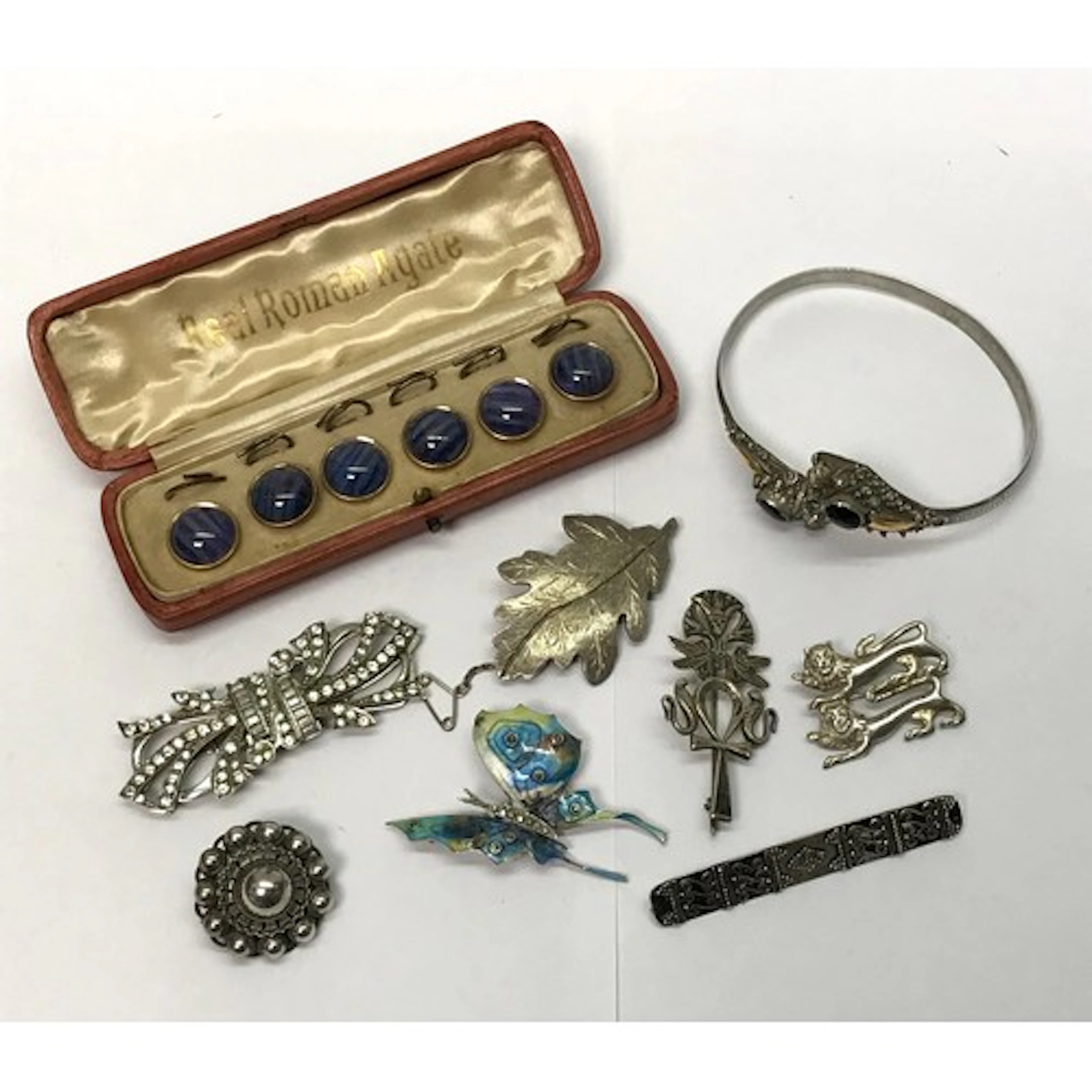 A Chinese manner silver double head dragon bangle, clasp a/f...