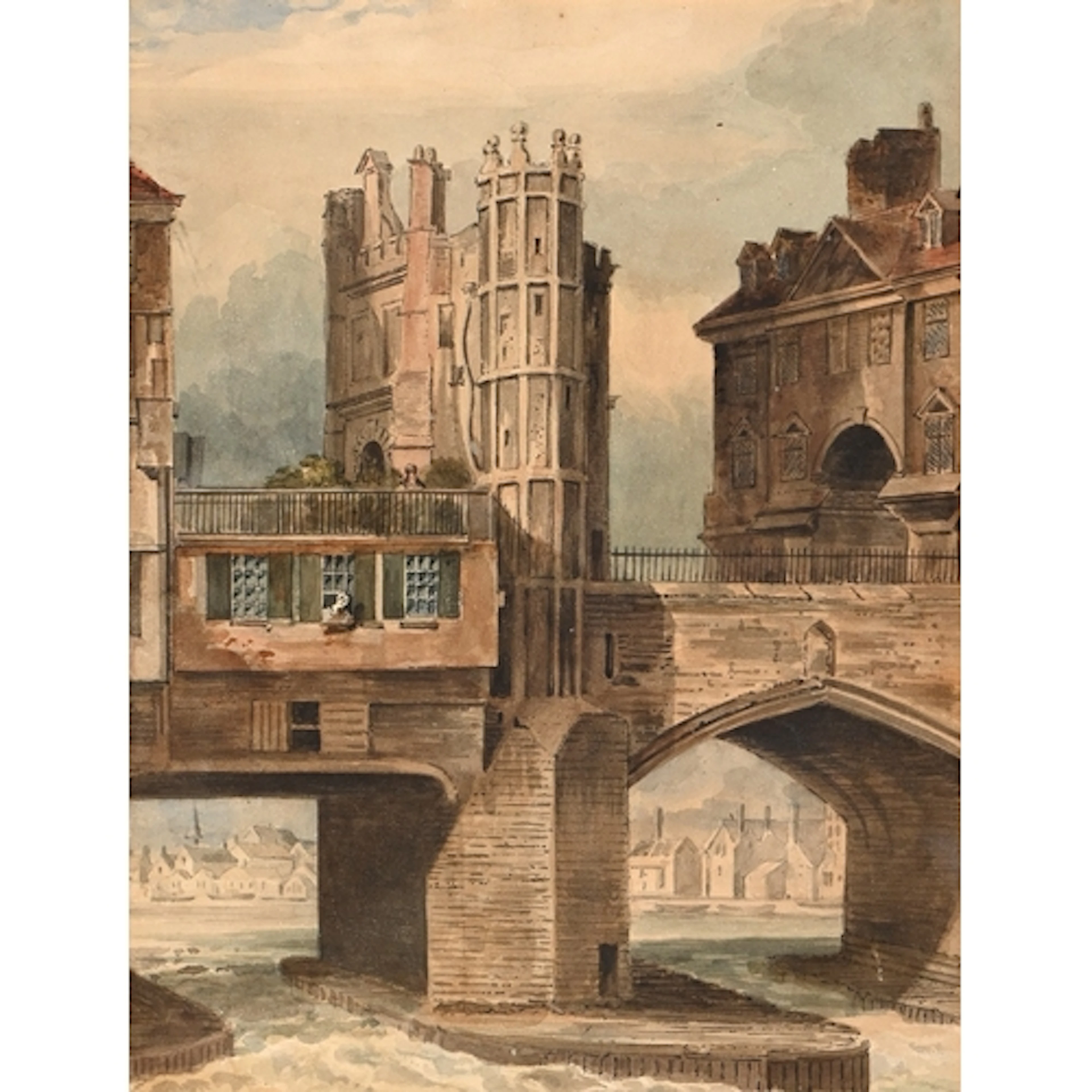John Varley OWS (1778-1842) - Old London Bridge, titled...