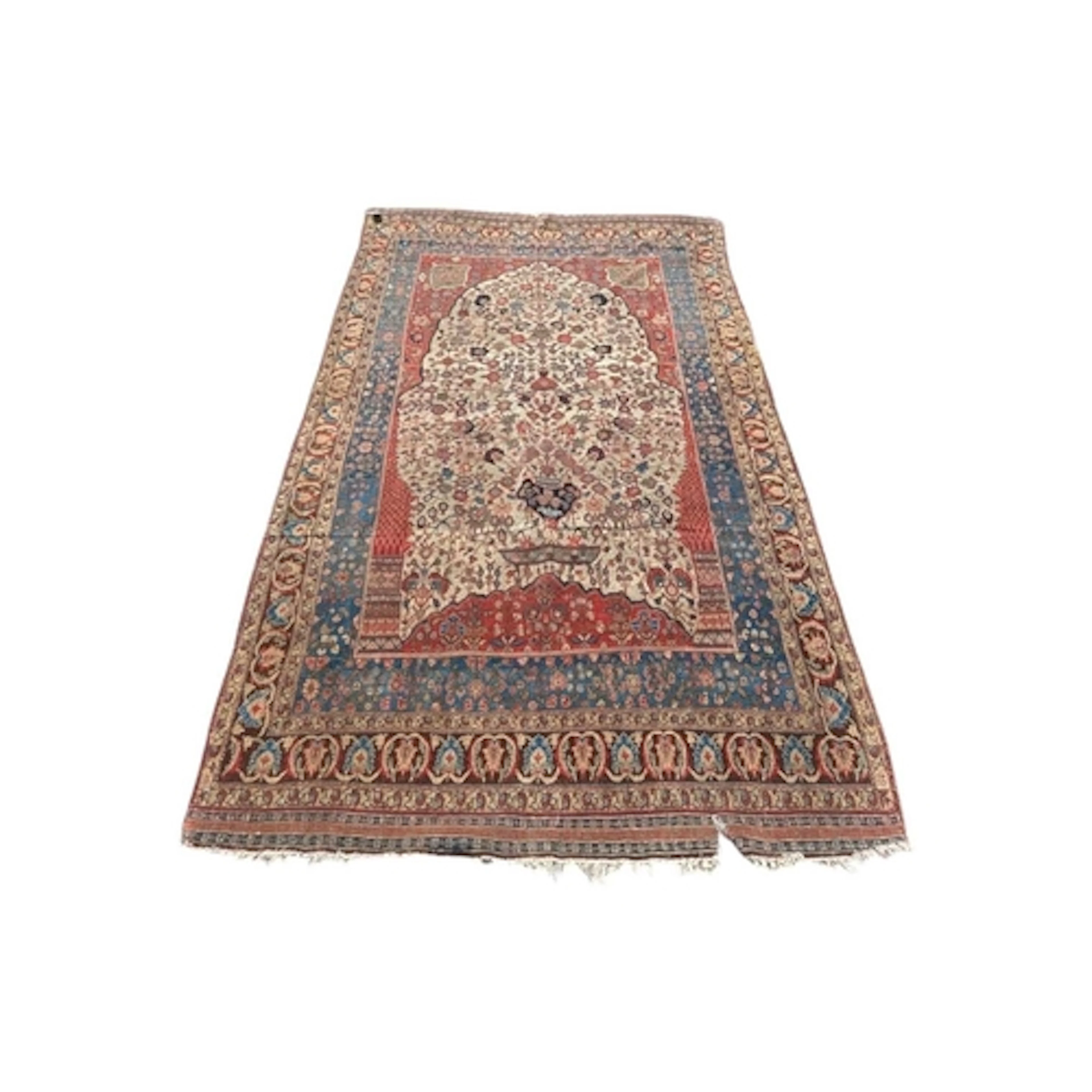 A Persian Bidjar hand woven wool floor carpet rug. The rug h...