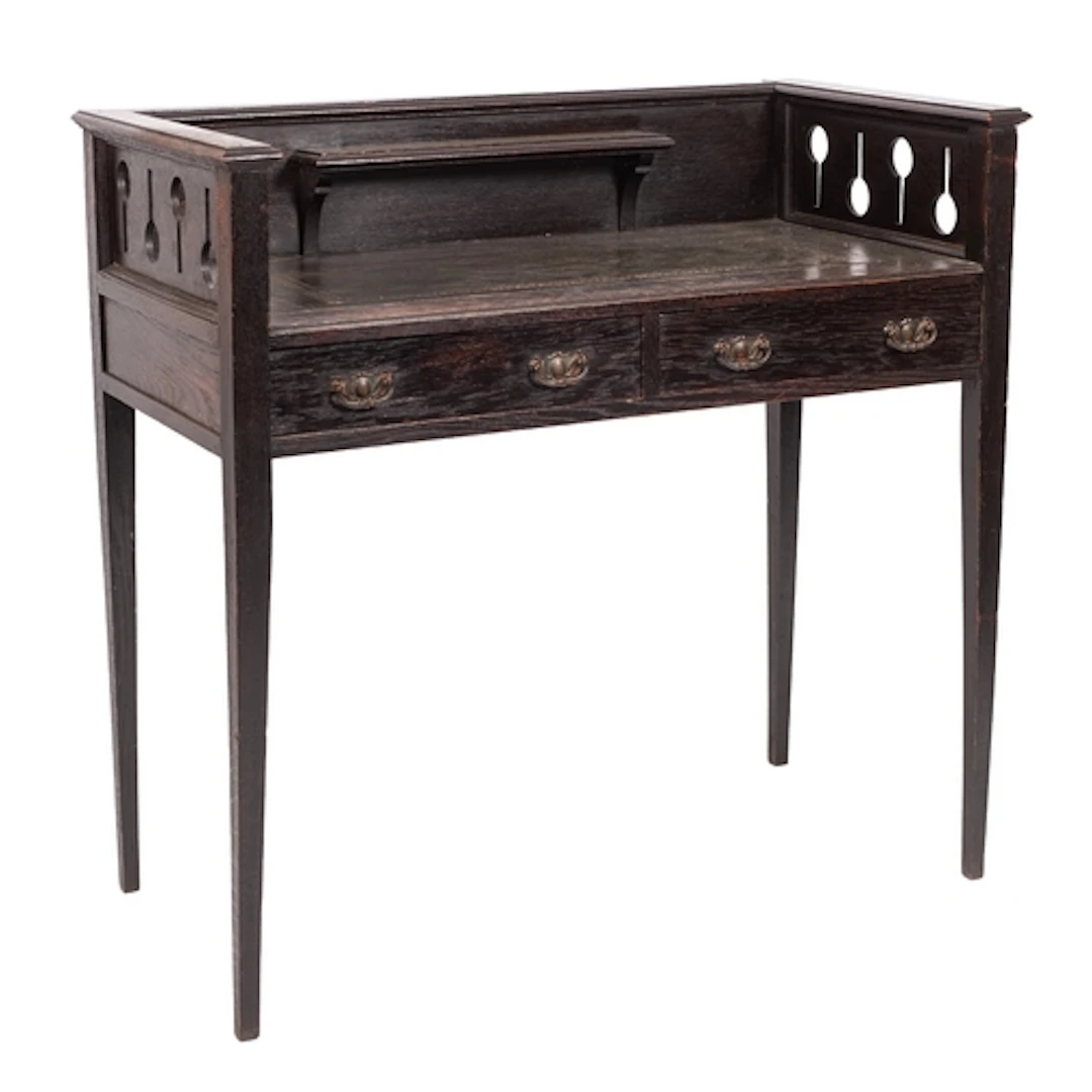 A Victorian stained oak writing table in Aesthetic Movement ...